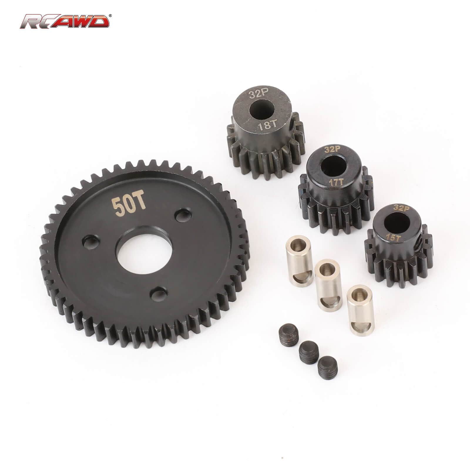 RCAWD 50T 0.8M 32P 40CR Steel Reduction Spur Main Gears Set for Traxxas Ford Jato Rustler Slash 4x4 Upgrade Parts