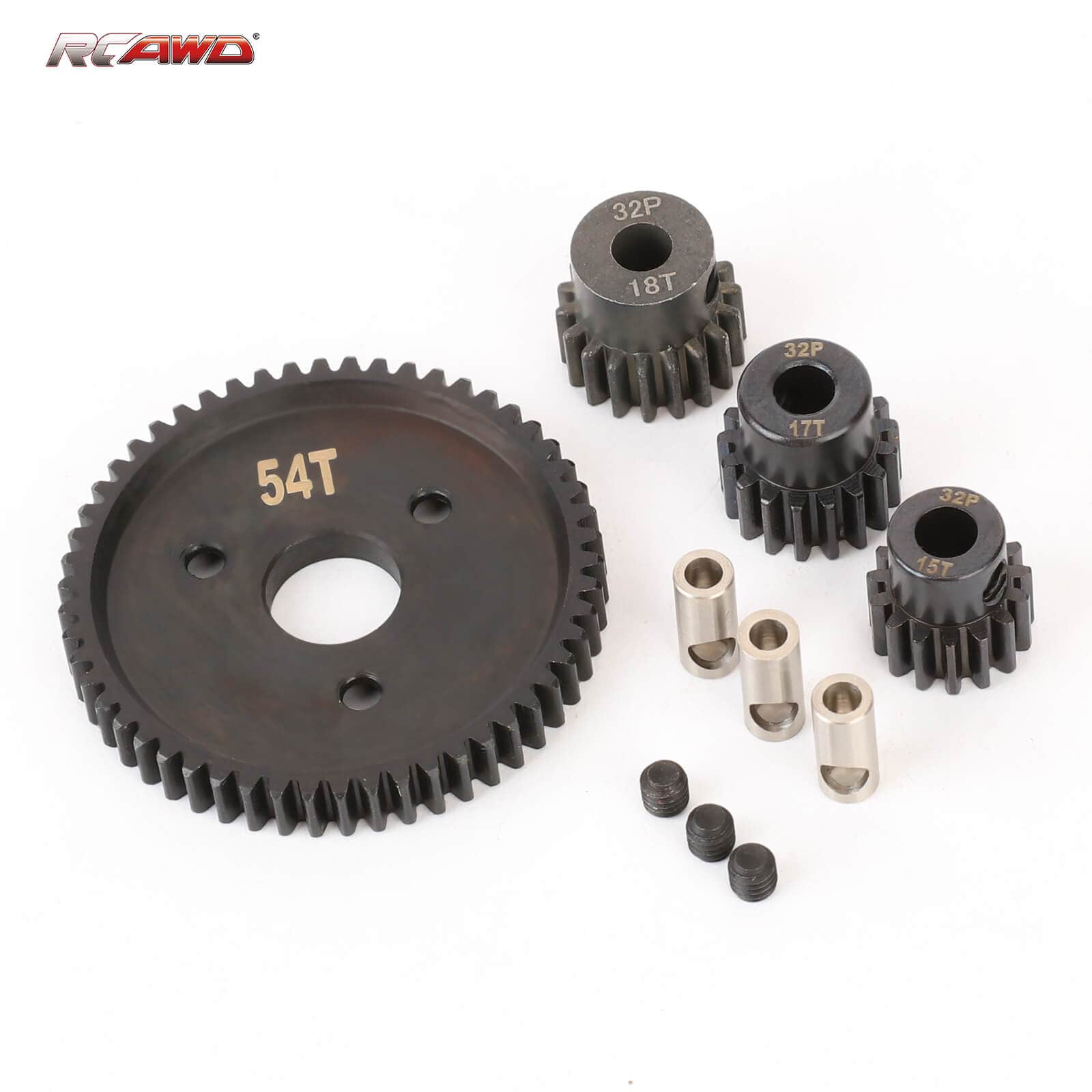 spur gear RCAWD 54T 0.8M 32P 40CR Steel Reduction Pinion Spur Main Gears Set for