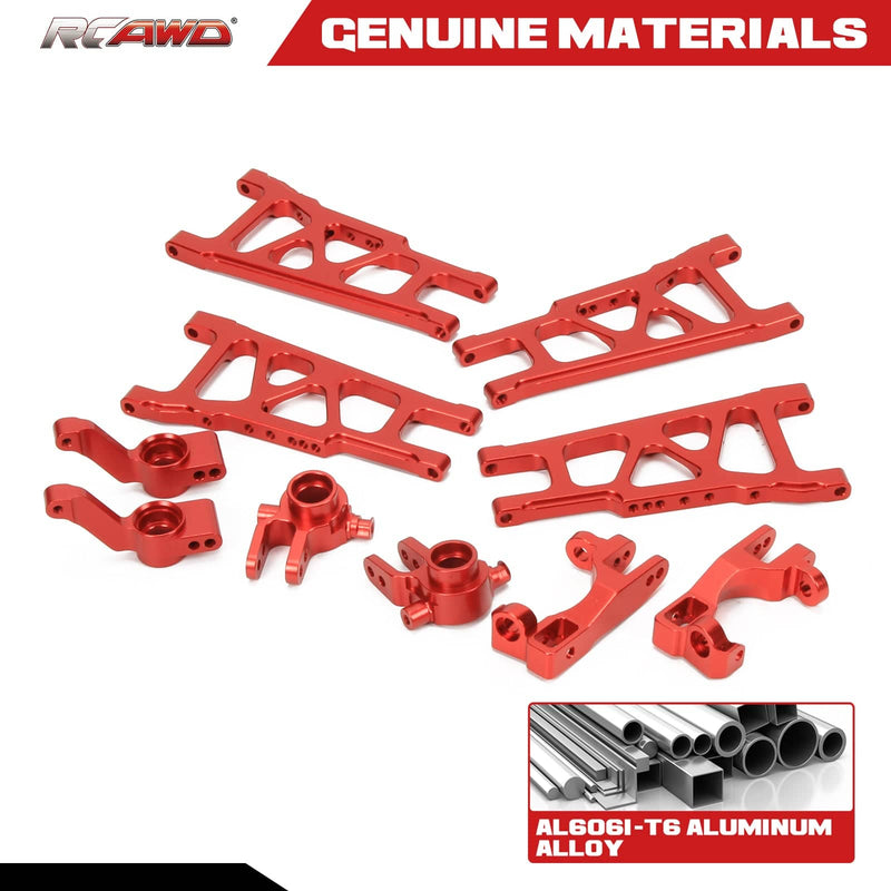 RCAWD Aluminum Steering Blocks and Alloy Suspension Arms Set for 1/10 Traxxas Slash 4x4 - RCAWD