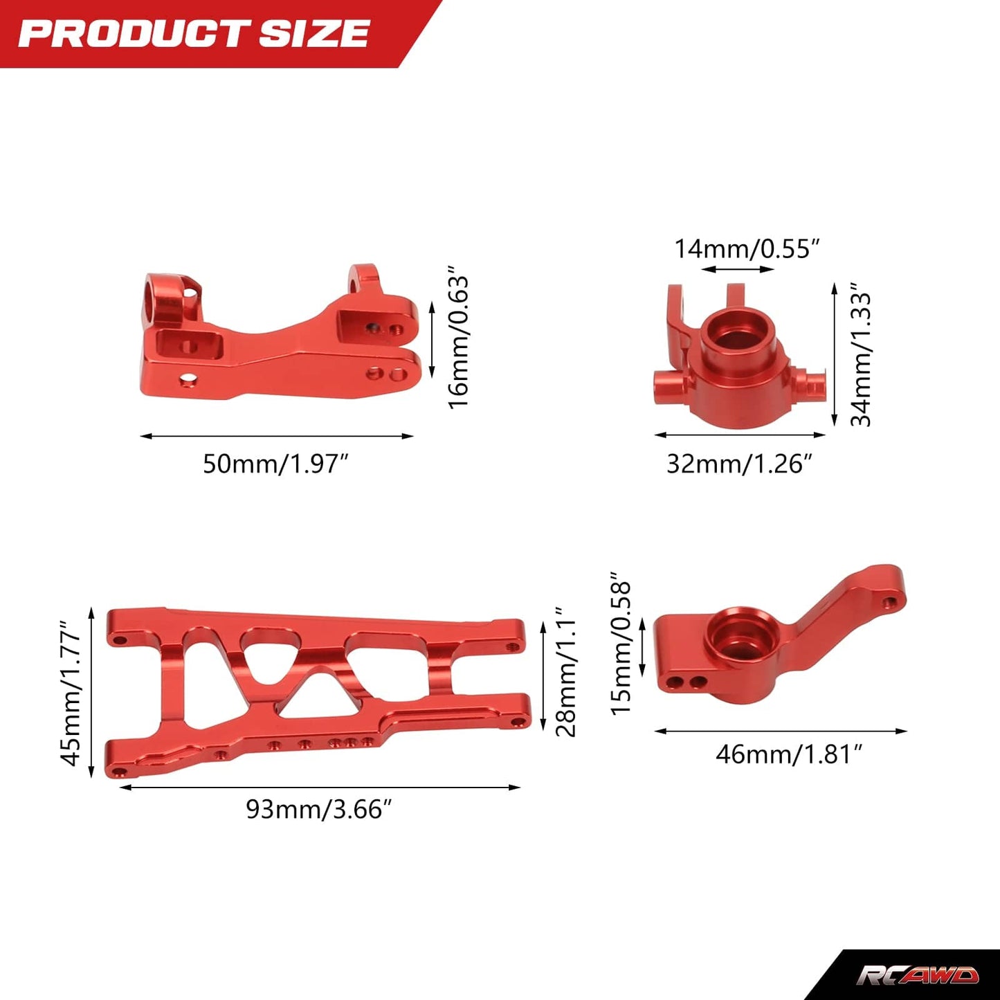 RCAWD TRAXXAS SLASH RCAWD Slash 4x4 Aluminum Steering Blocks and Alloy Suspension Arms Set