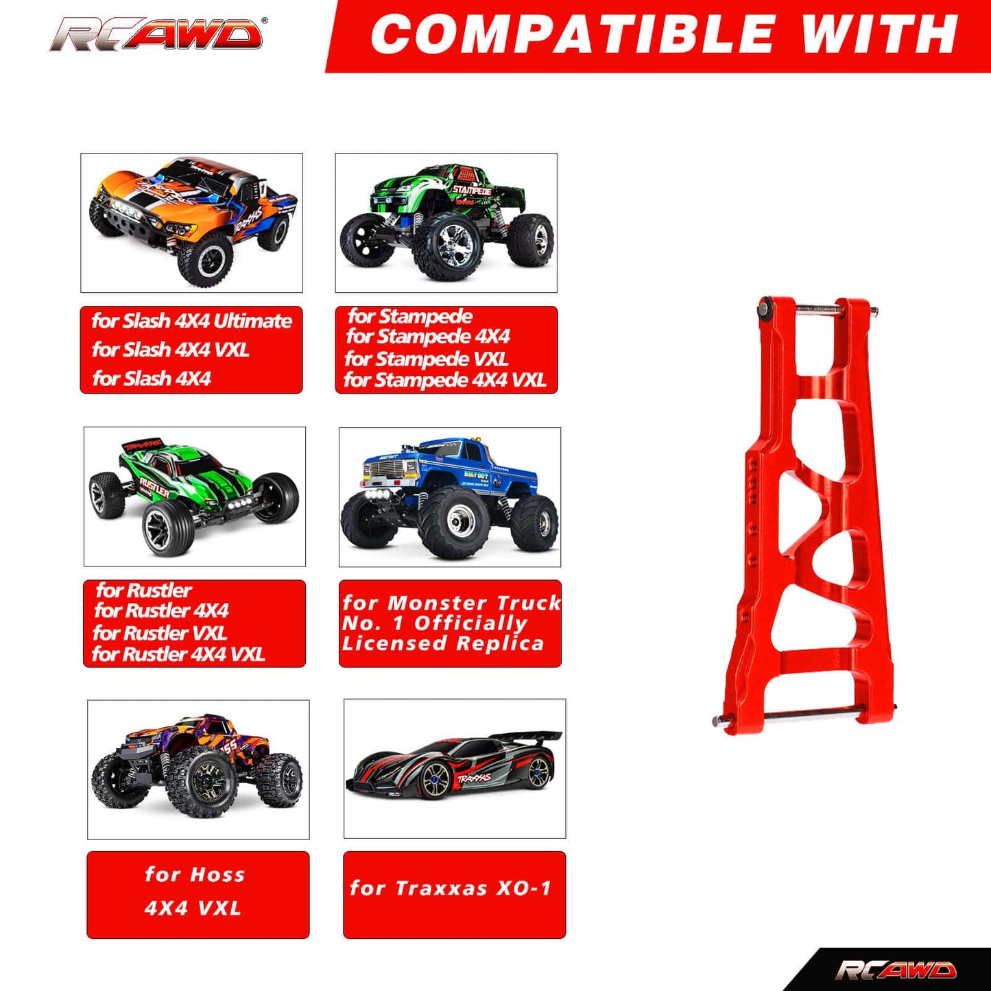 RCAWD TRAXXAS SLASH RCAWD Traxxas Upgrade Alloy F/R Lower Suspension Arms 1 Set for Slash 4x4