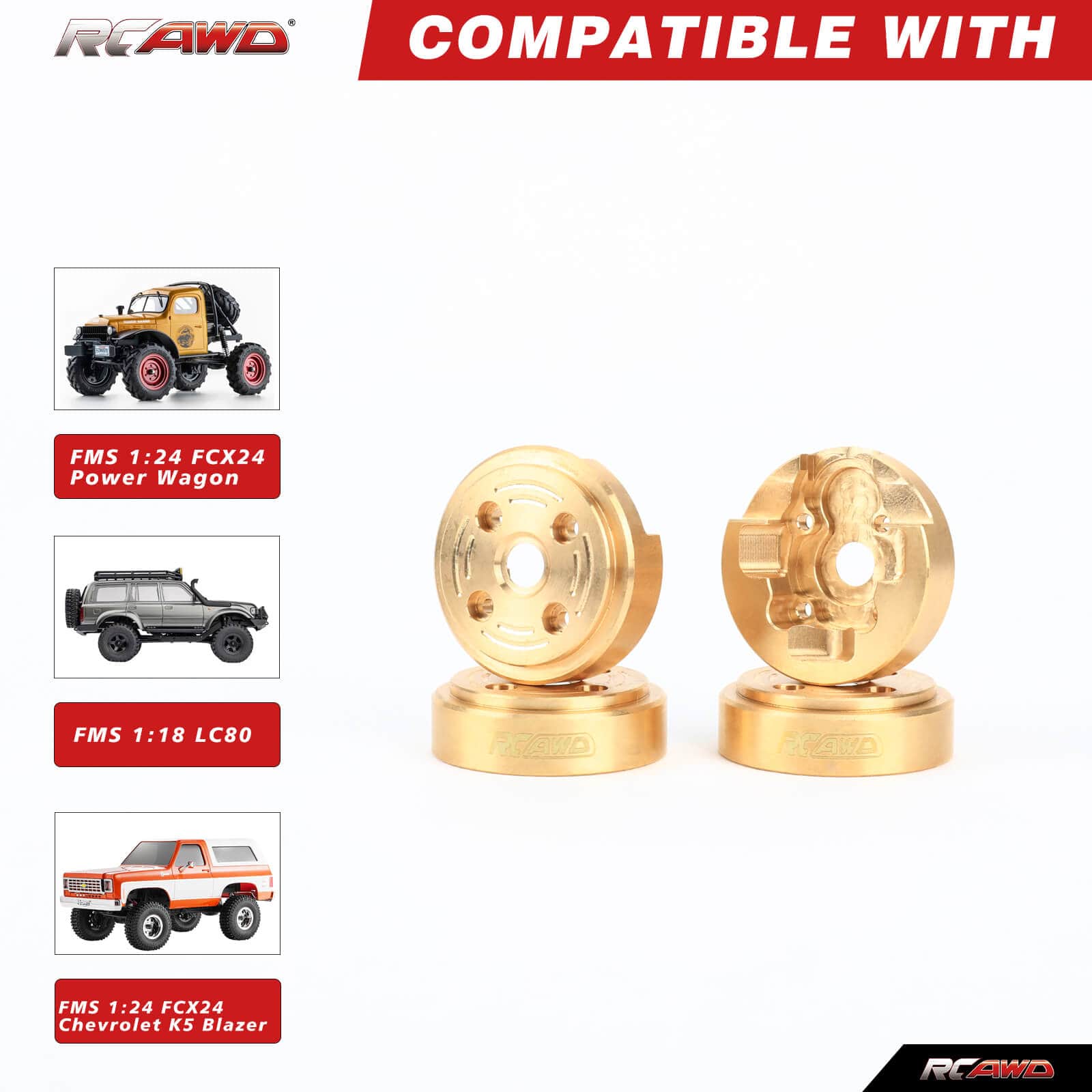 RCAWD TRAXXAS TRX4M RCAWD TRX4M 132g Front Rear Portal Axle Brass CounterWeight 4PCS
