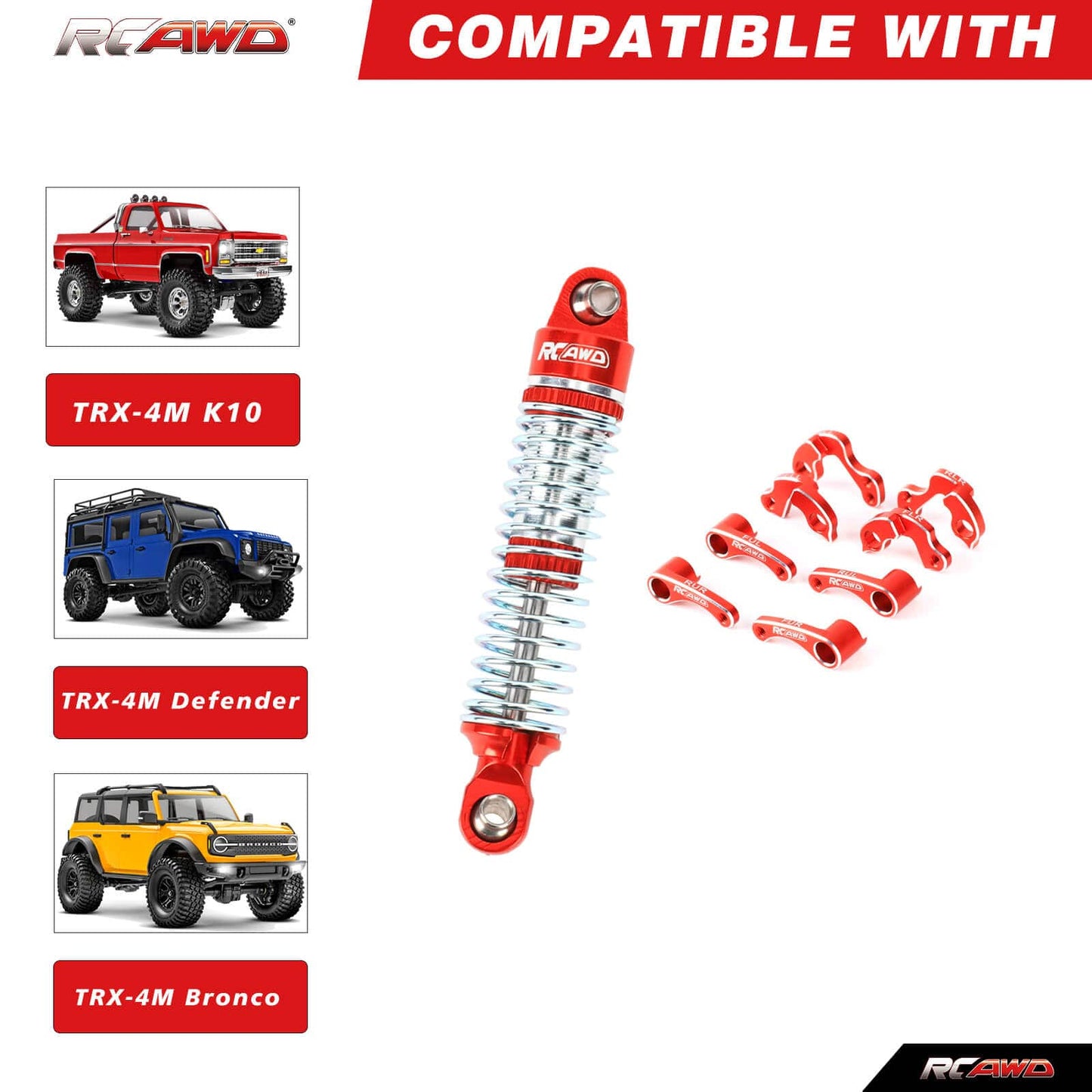 RCAWD TRAXXAS TRX4M RCAWD Trx4m Shocks Absorber & Shock Flex Blades Set