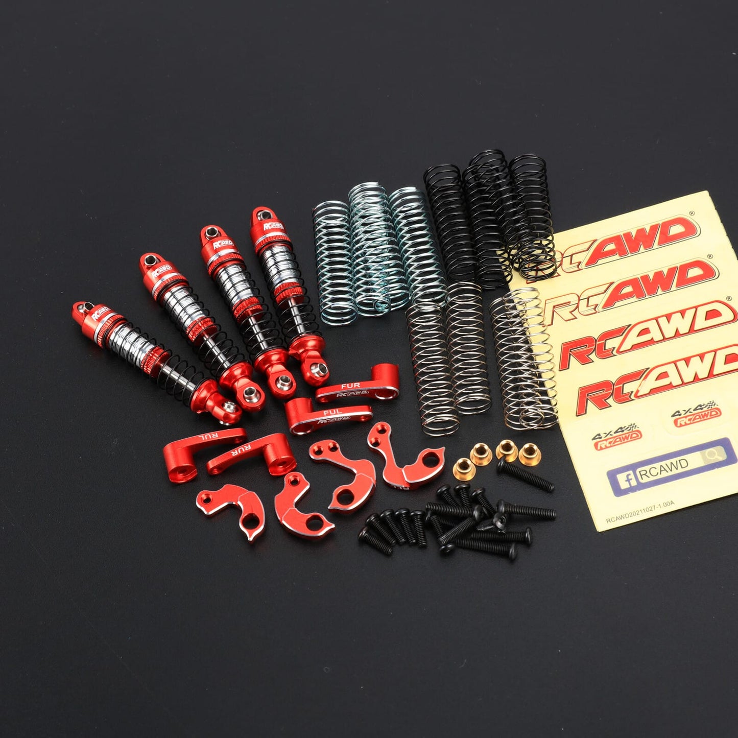 RCAWD TRAXXAS TRX4M Red RCAWD Trx4m Shocks Absorber & Shock Flex Blades Set