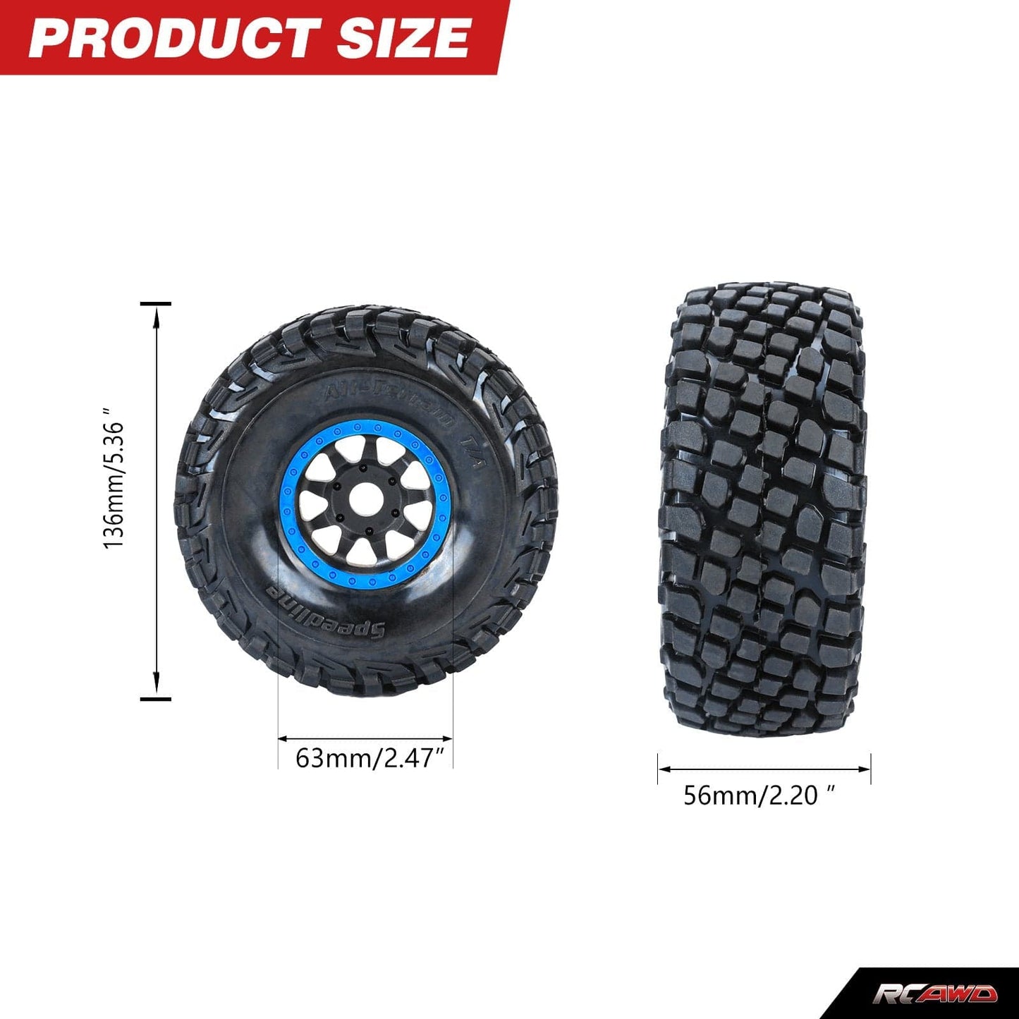 RCAWD TRAXXAS UDR RCAWD UDR Tires 136*56mm Pre-mounted