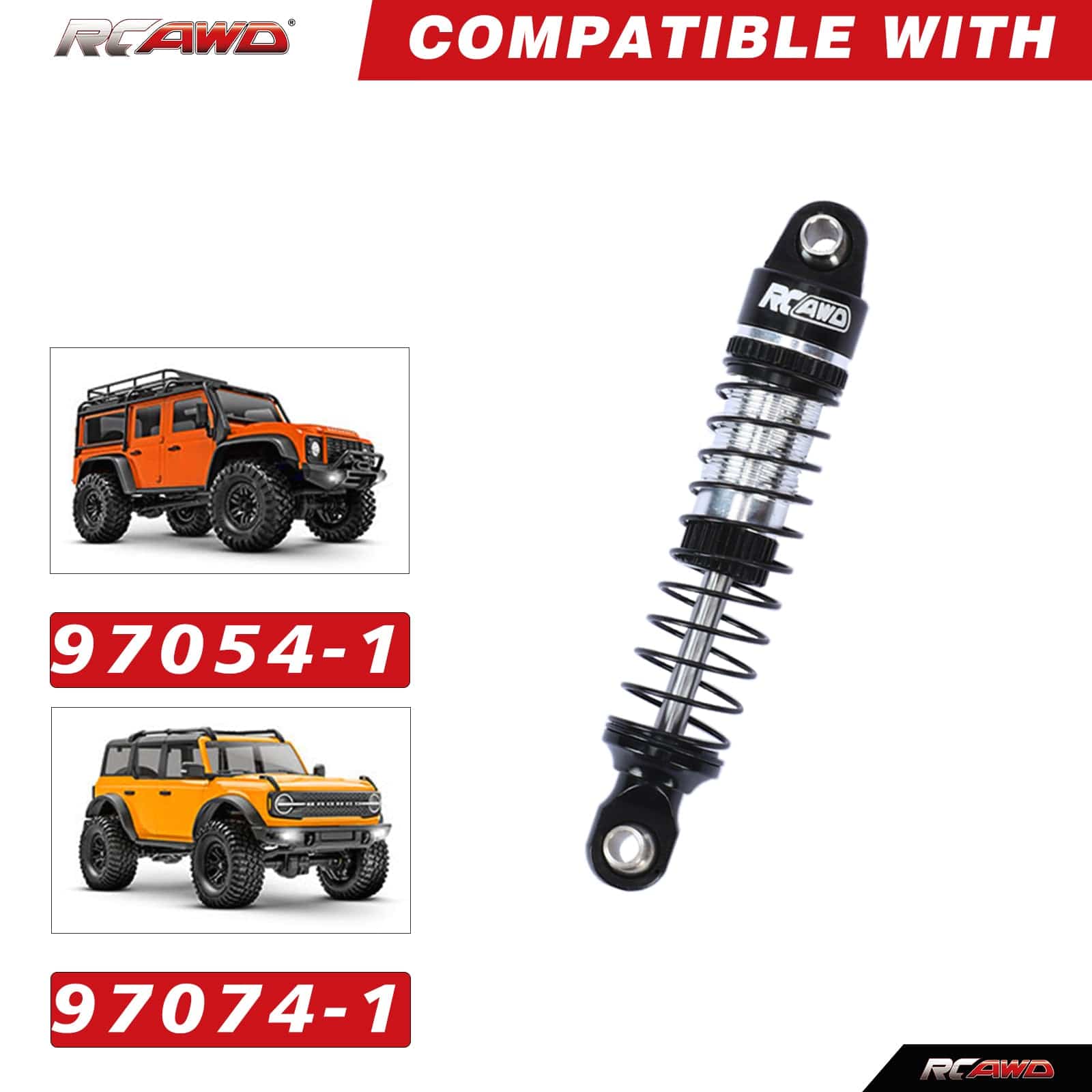 RCAWD Trx4m 50mm Oil - filled Shock Absorber with 3sets replacement springs - RCAWD