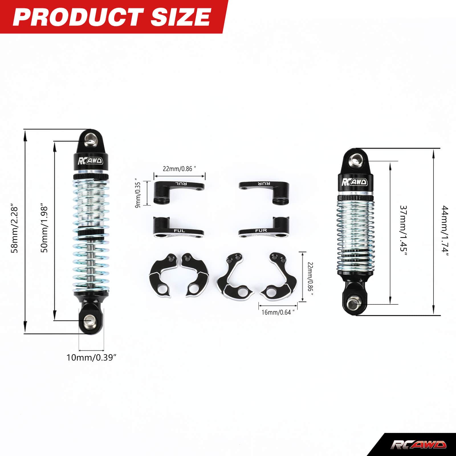 RCAWD Trx4m Shocks Absorber & Shock Flex Blades Set - RCAWD