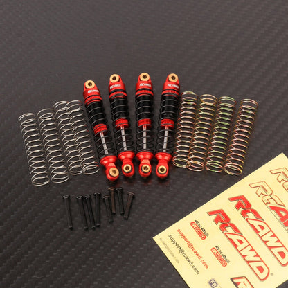 RCAWD TRXXAS TRX4M 59MM Shock Absorbers Set / Black inside Red outsid RCAWD TRX4M Oil filled Front Rear Shock Absorbers Damper Set with 12pcs replacement Spring