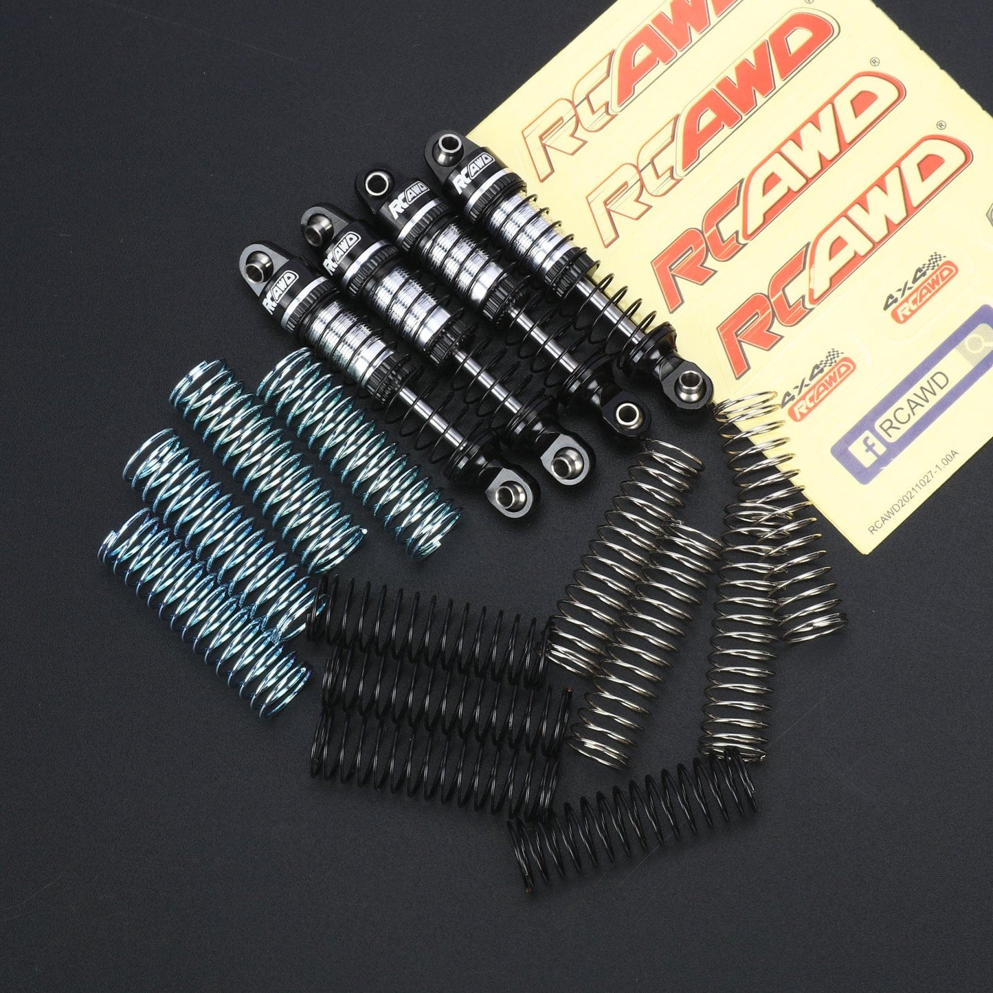 RCAWD TRXXAS TRX4M Black RCAWD 50mm Oil-fill Type Shock Absorber for Trx4m Upgrades with 3sets replacement springs
