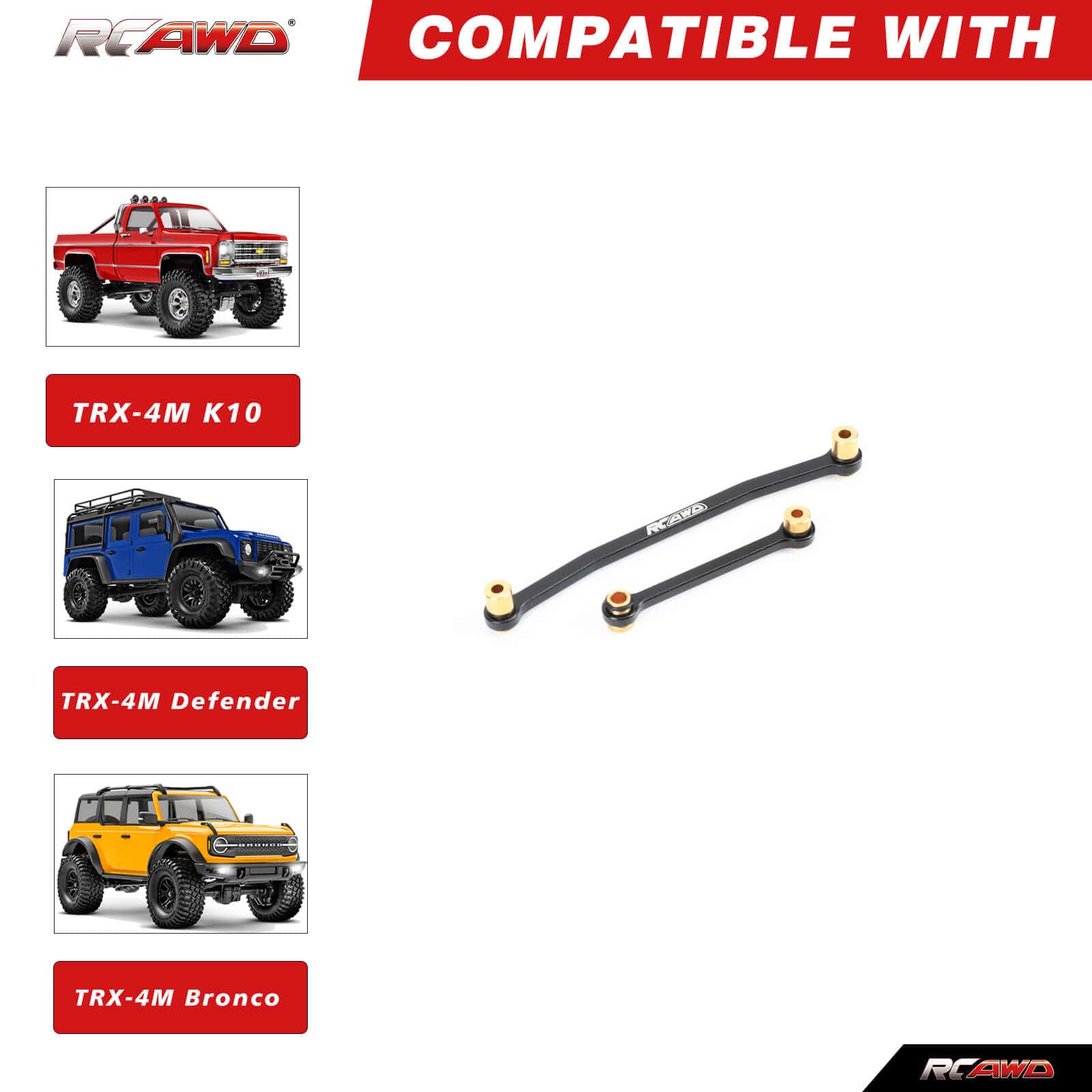 RCAWD TRXXAS TRX4M Black RCAWD Trx4m Servo Links & Servo Arm