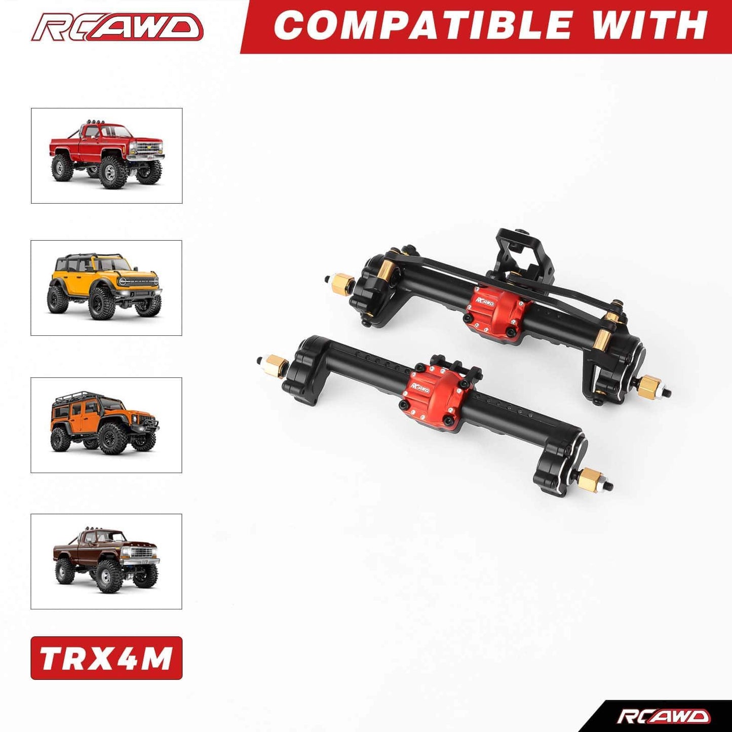 RCAWD TRXXAS TRX4M Extension 20MM RCAWD TRX4M 10mm Widened Differential Portal Axle Assembly Set with Diff Locker