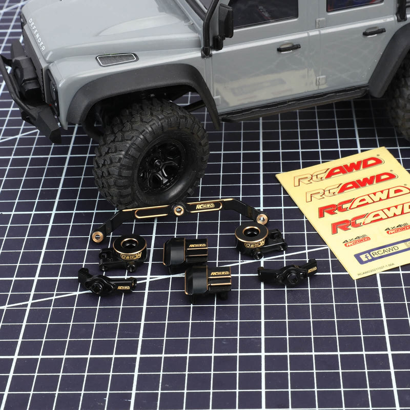 RCAWD TRXXAS TRX4M Full Set RCAWD Full Brass Upgraded Steering Set with F/R Axle Housing for Trx4m Upgrades