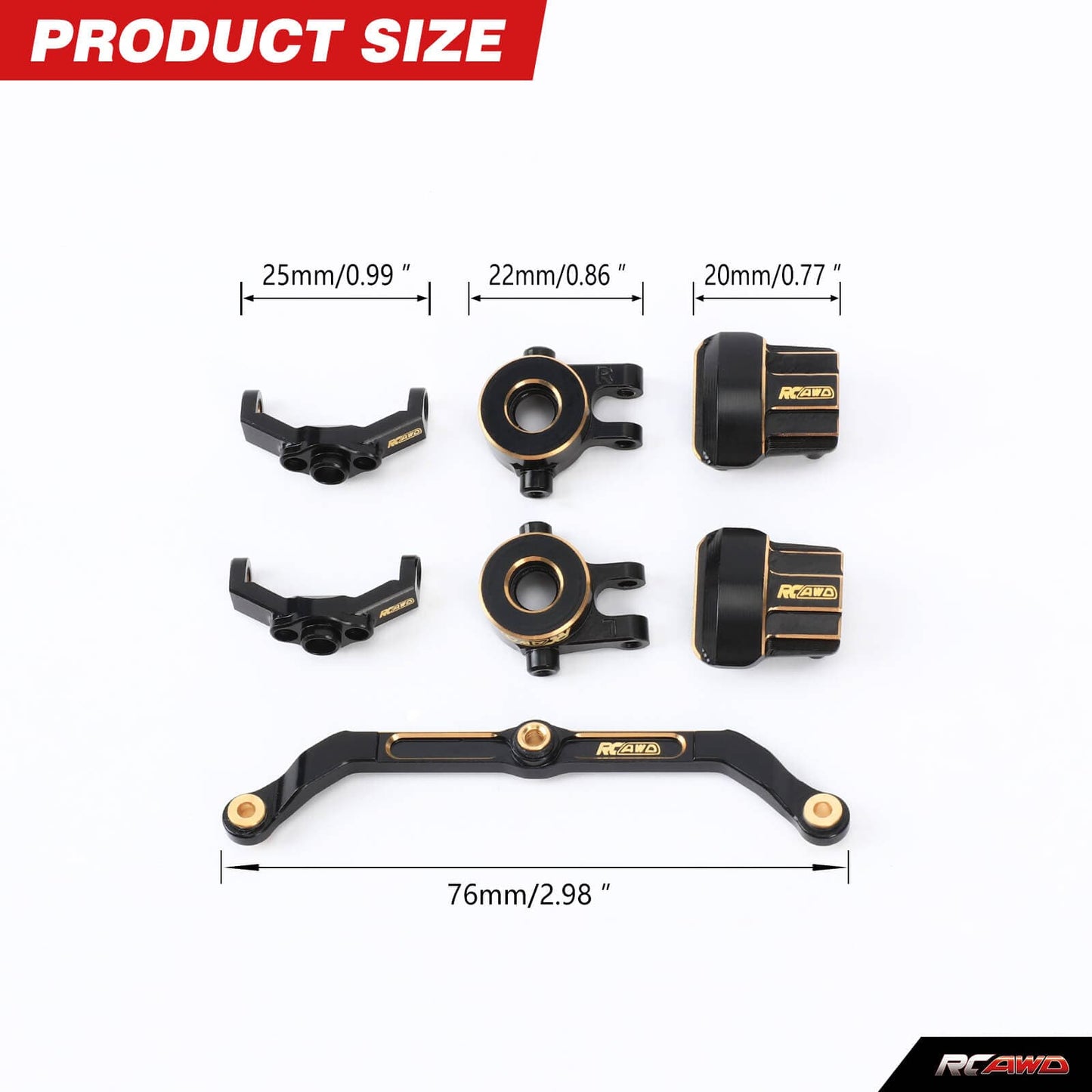 RCAWD TRXXAS TRX4M Full Set RCAWD Trx4m Brass Steering Set with Diff Cover