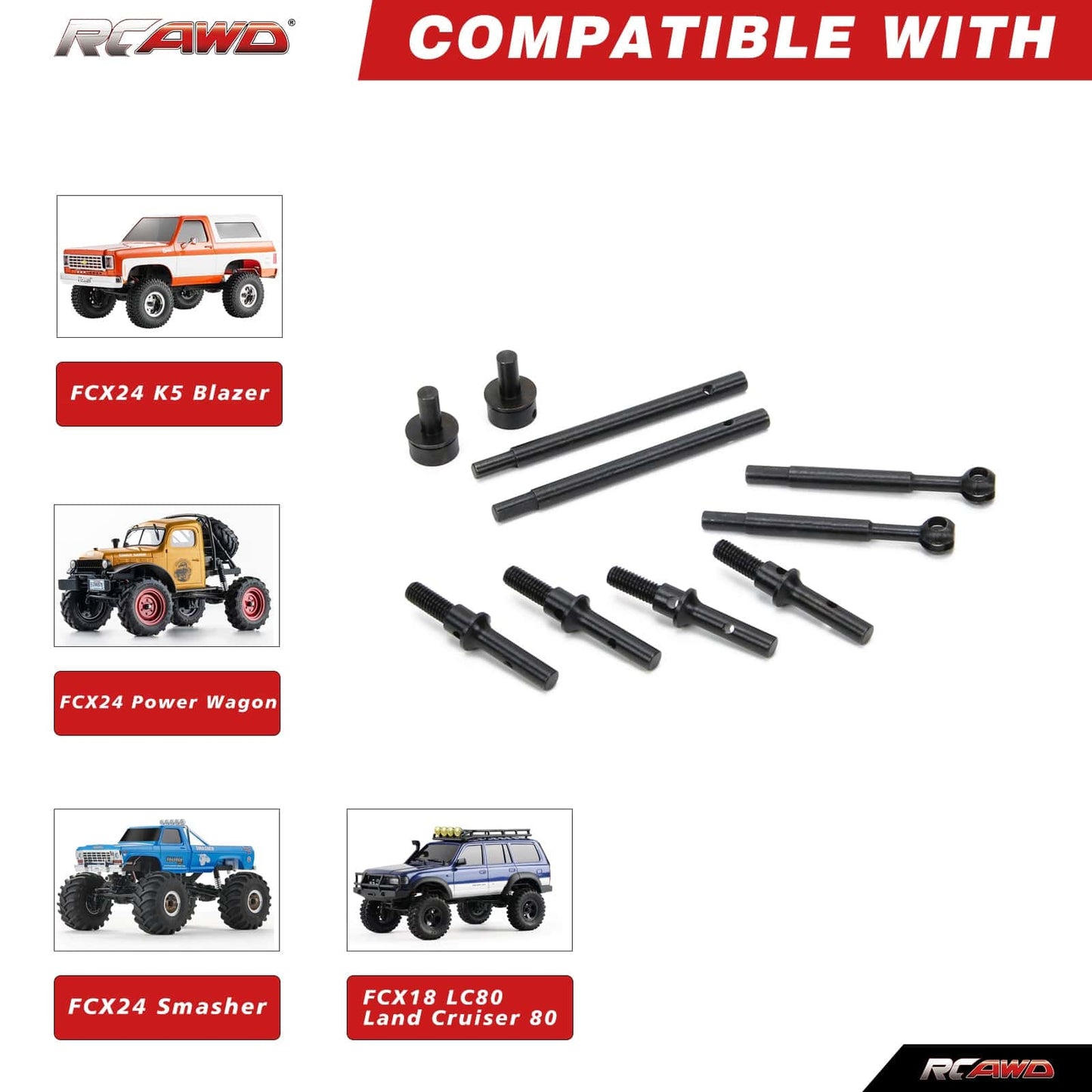 RCAWD TRXXAS TRX4M Rcawd TRAXXAS Trx4m Front Rear CVD Drive Shaft Set with Wheel Axle