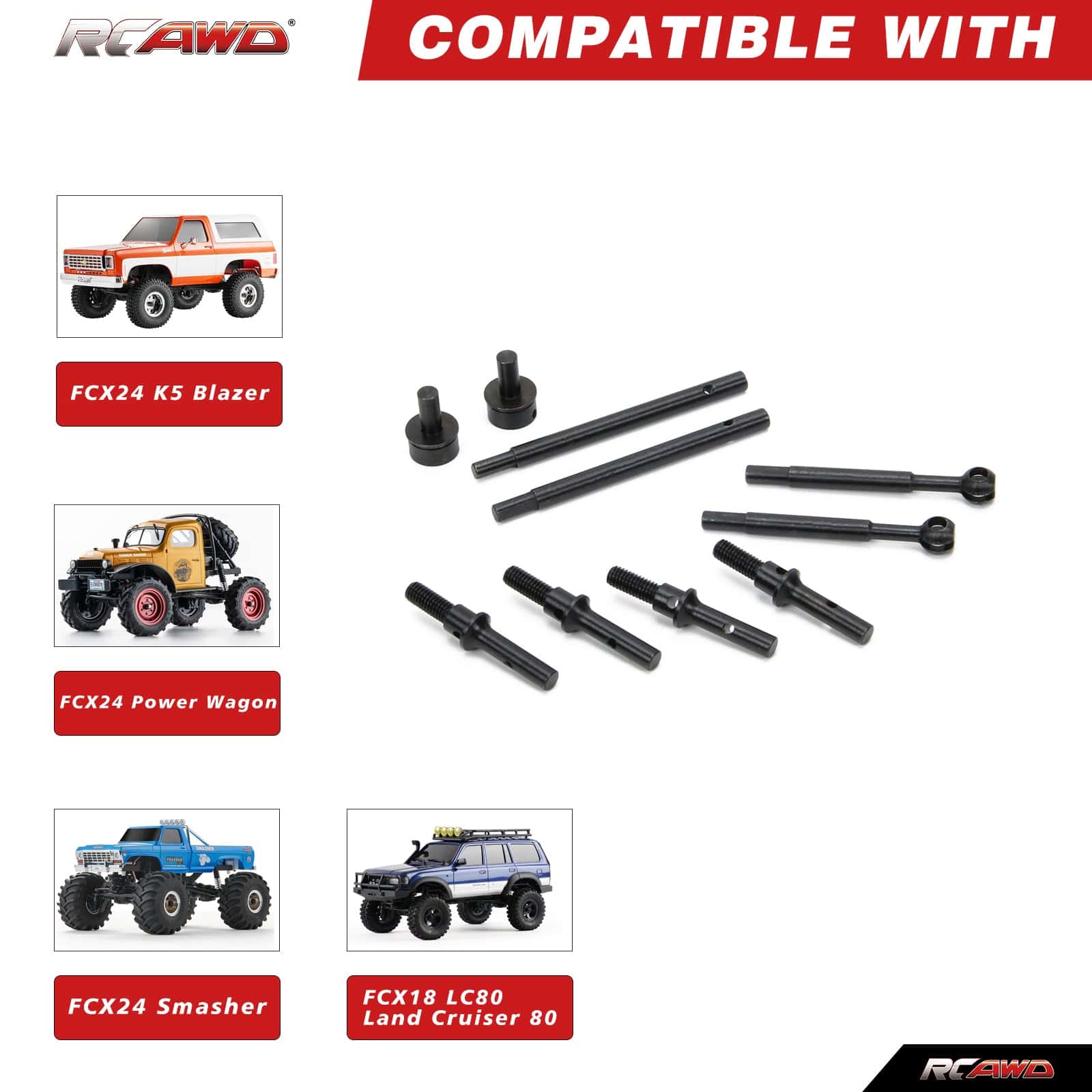 RCAWD TRXXAS TRX4M Rcawd TRAXXAS Trx4m Front Rear CVD Drive Shaft Set with Wheel Axle