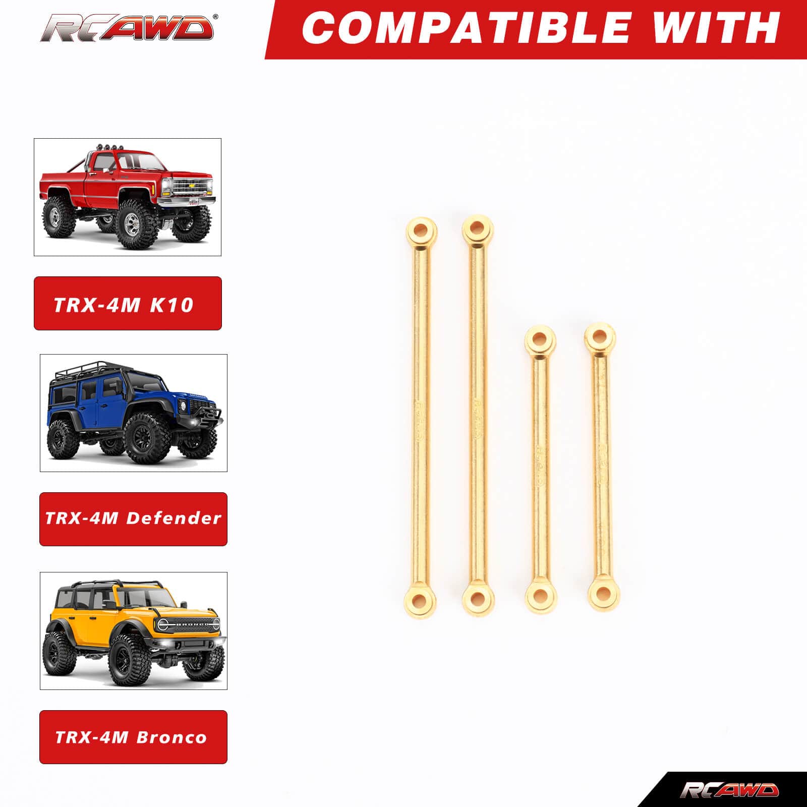 RCAWD TRXXAS TRX4M RCAWD Trx4m Brass High Clearance Links Set