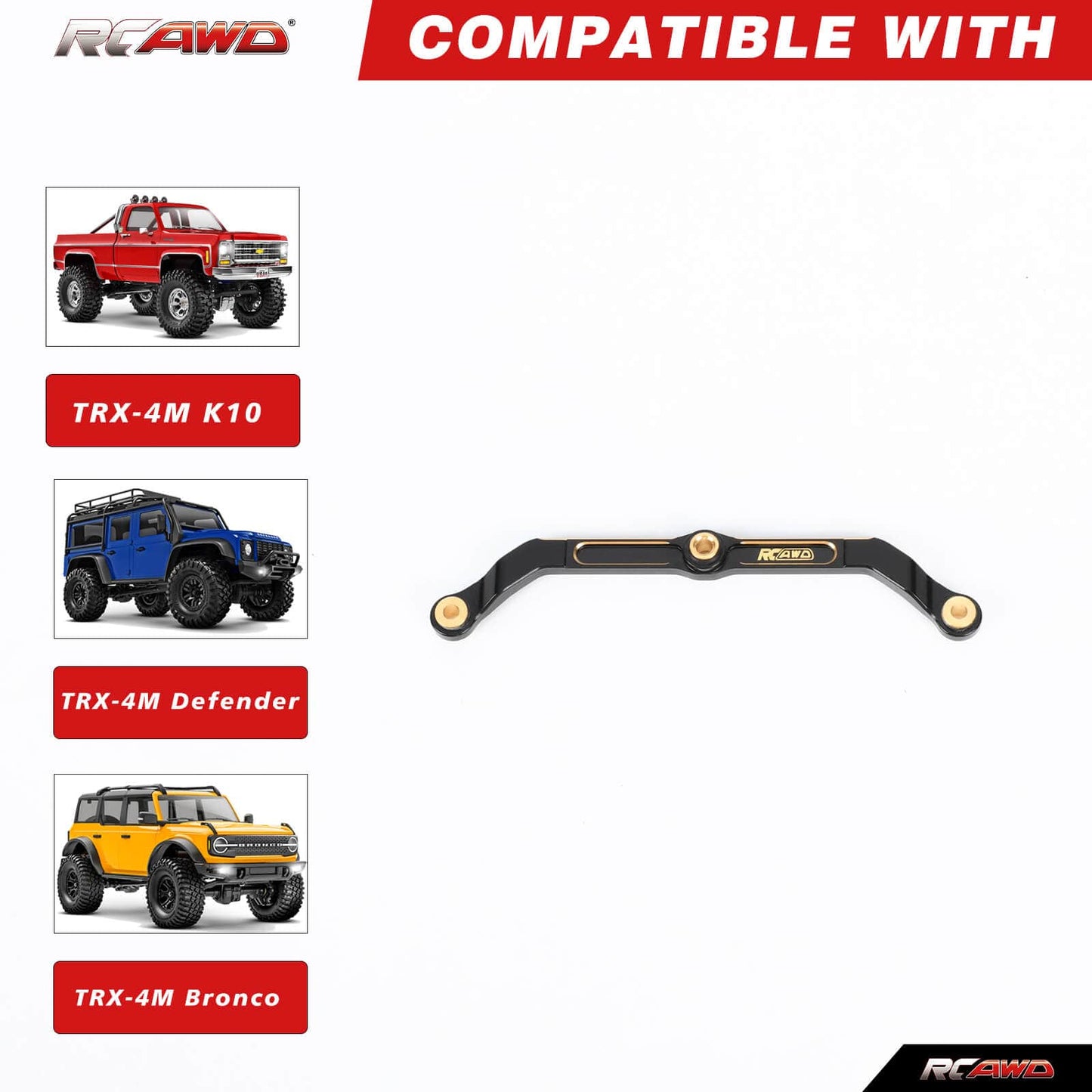 RCAWD TRXXAS TRX4M RCAWD Trx4m Brass Steering Links & Brass Diff Cover