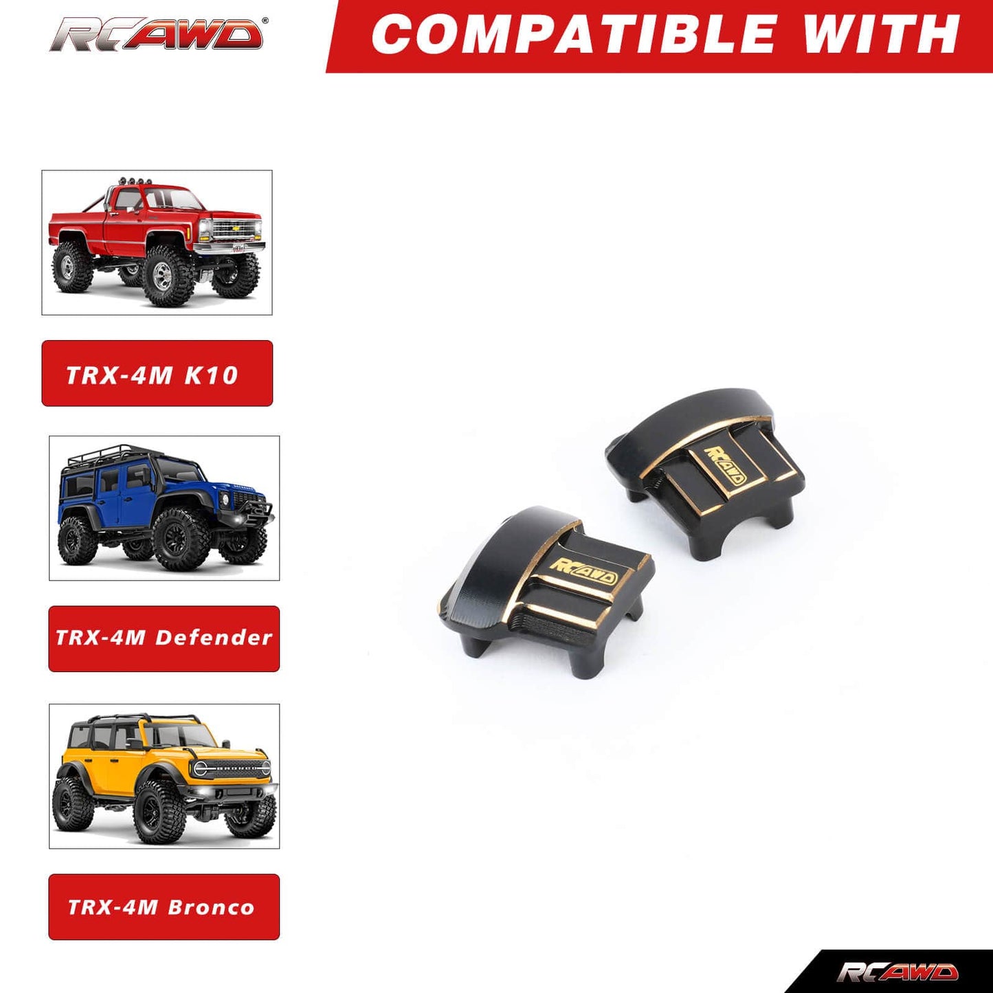 RCAWD TRXXAS TRX4M RCAWD Trx4m Brass Steering Links & Brass Diff Cover