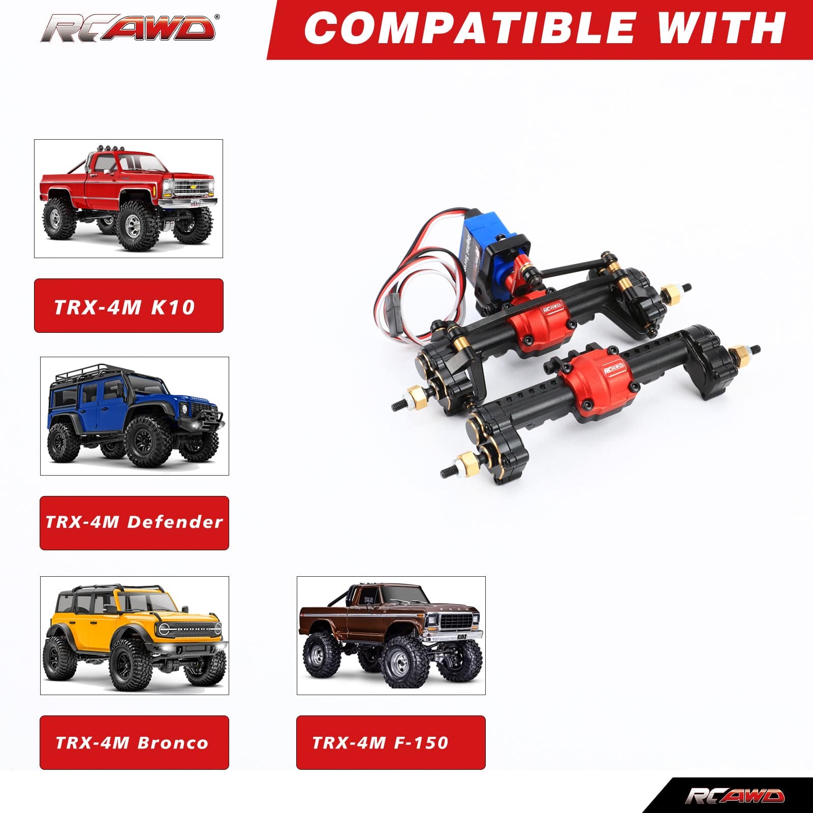 RCAWD TRXXAS TRX4M RCAWD Trx4m Front Rear Differential Portal Axles Assembly Set