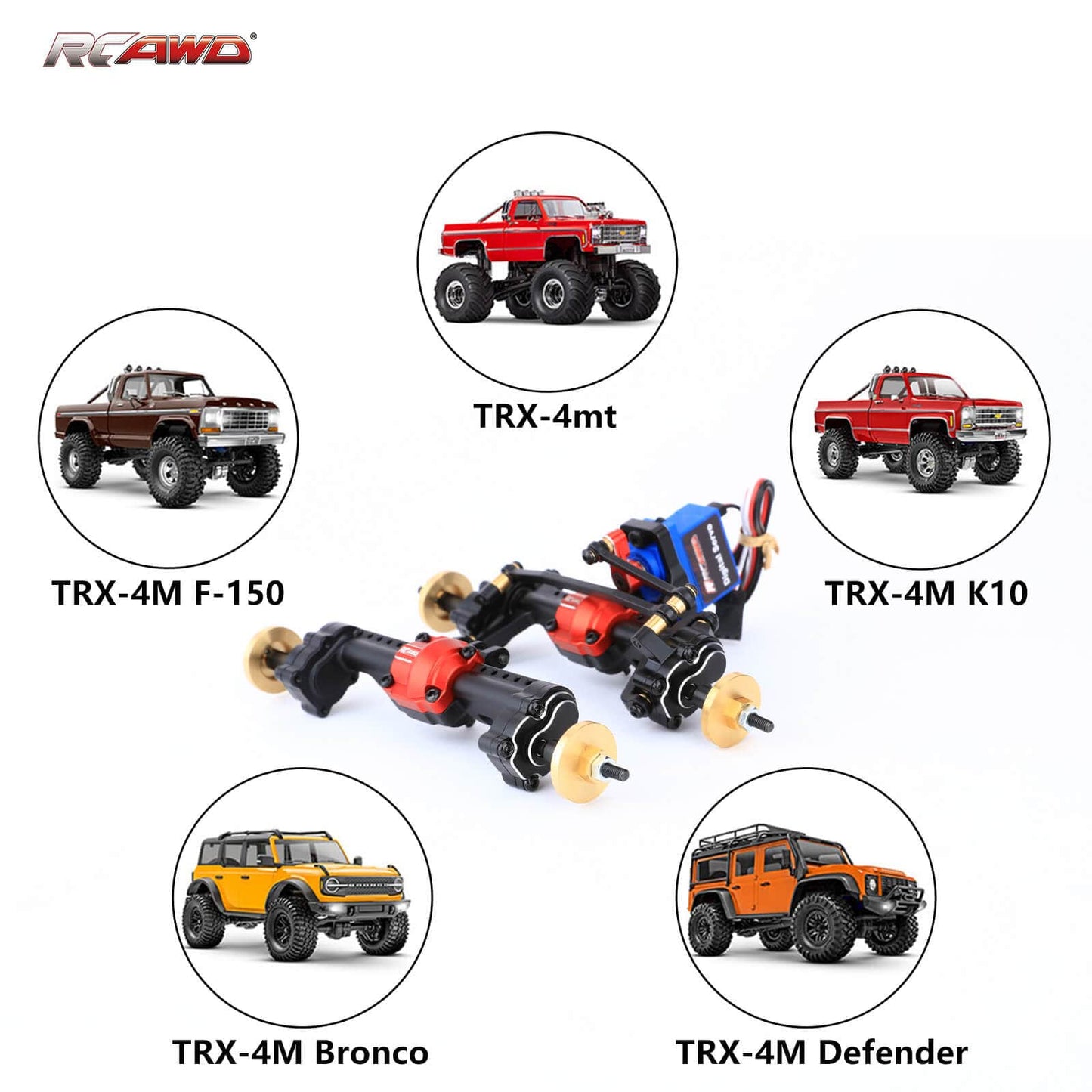 RCAWD TRXXAS TRX4M RCAWD Trx4m Widen 10mm Differential Portal Axles Complete Set