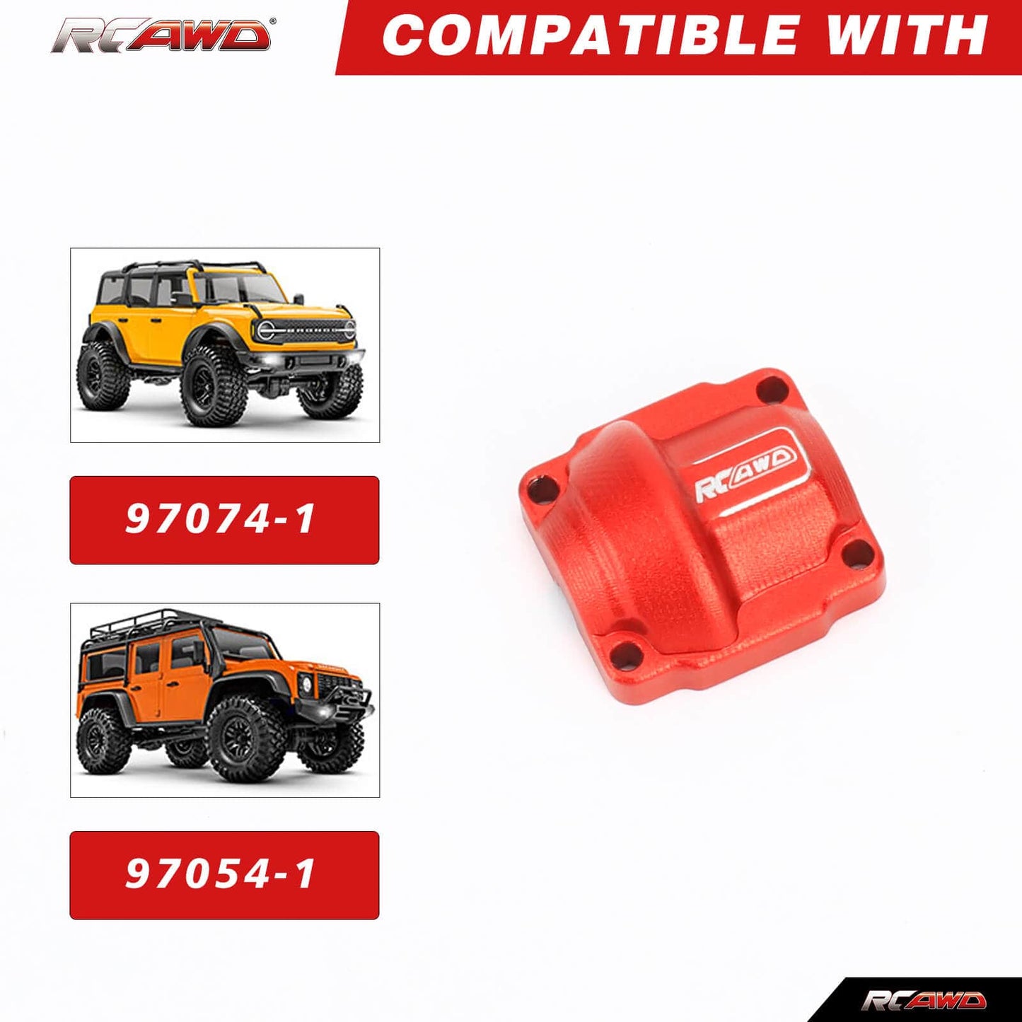RCAWD TRXXAS TRX4M Red RCAWD Aluminum F/R Differential Portal Axles Housing
