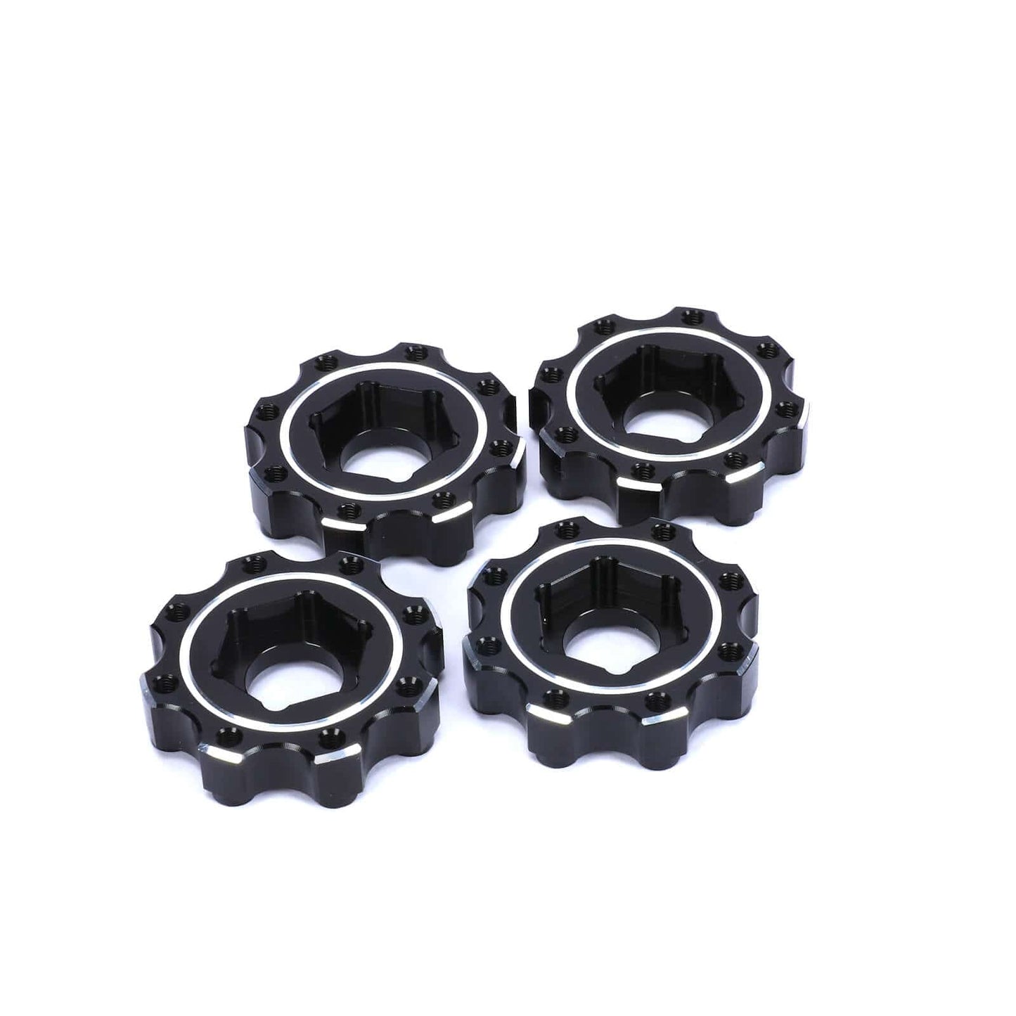 RCAWD UNIHEX 1/8 8x32 to 17mm ZERO Offset Aluminum Hex Adapters for Pro-line Narrow 3.8" TiresBlack
