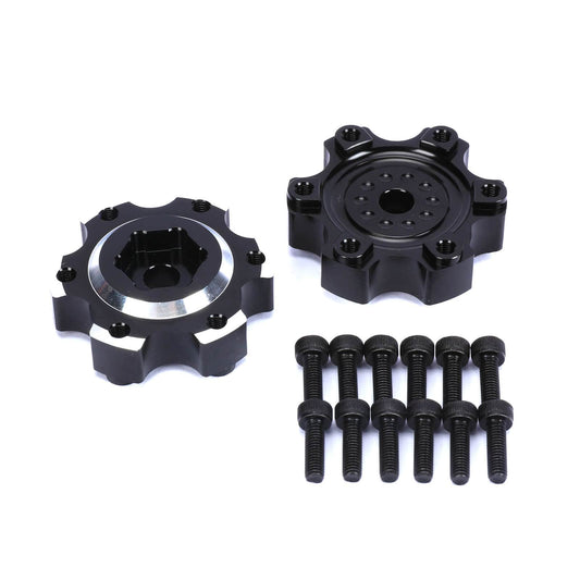 RCAWD UNIHEX UNIHEX 1/10 6x30 to 12mm Aluminum Narrow Hex Adapters for Pro-line 6x30 Removable Hex Wheels Black