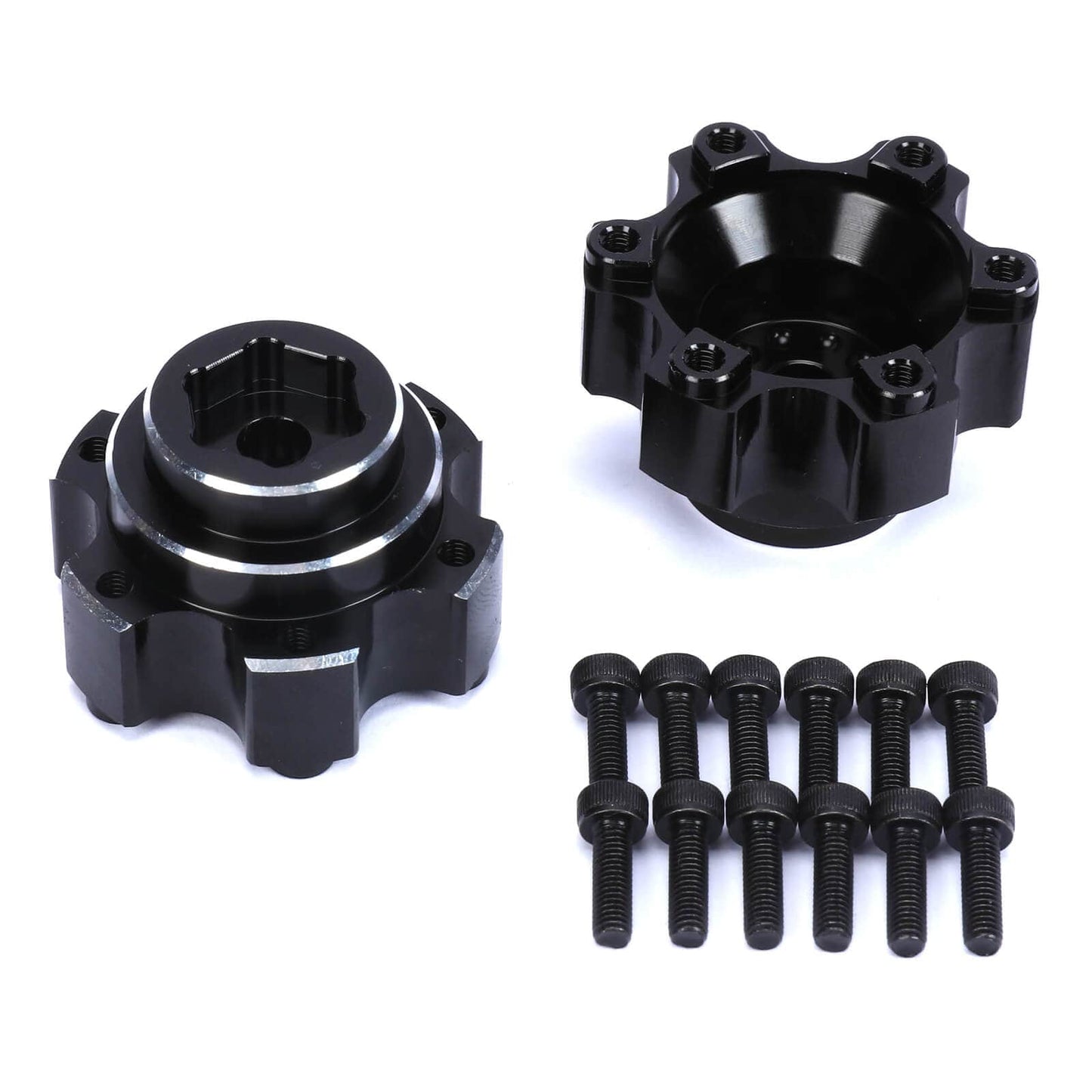 RCAWD UNIHEX UNIHEX 1/10 6x30 to 12mm Aluminum wide Hex Adapters for Pro-line 6x30 Removable Hex Wheels Black