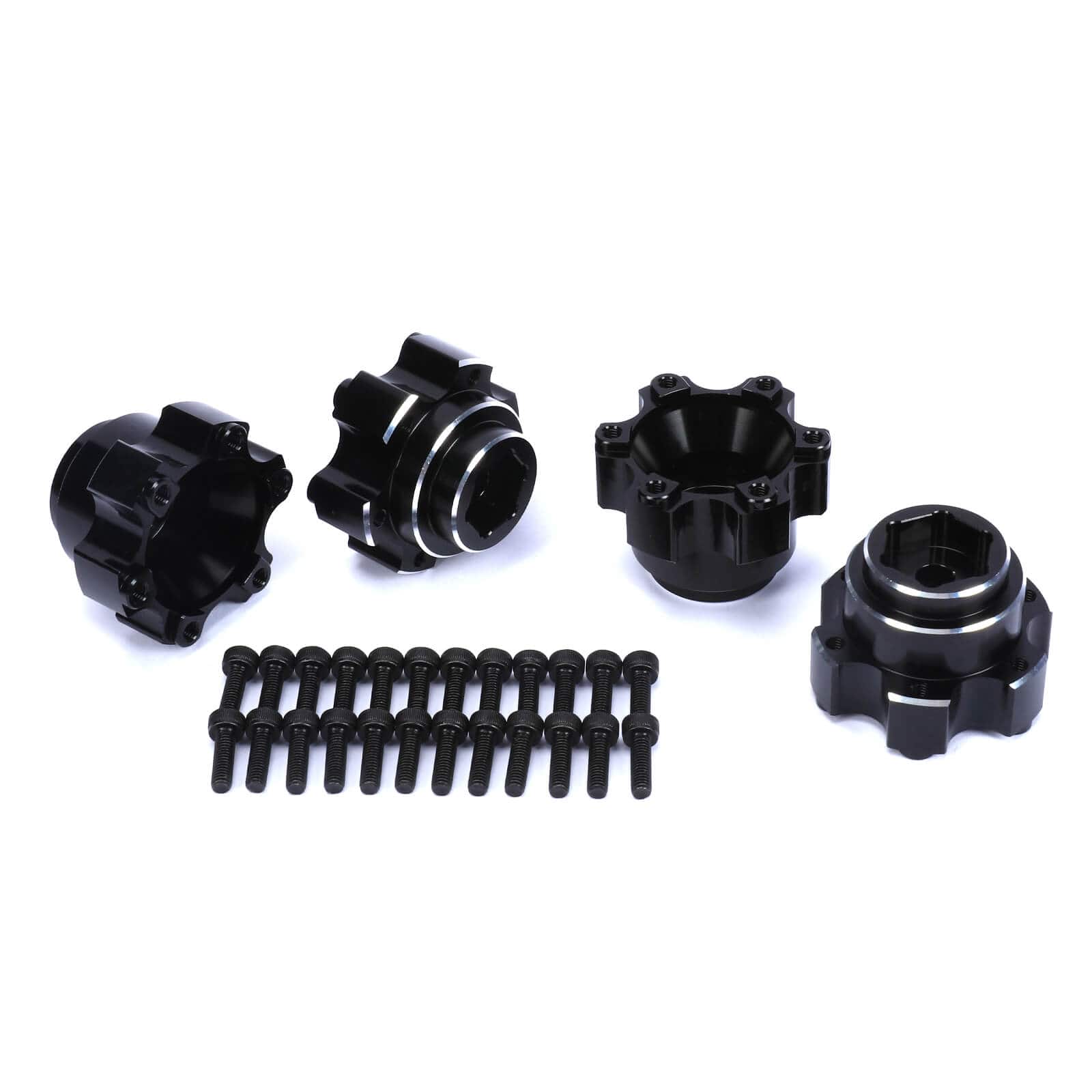 RCAWD UNIHEX UNIHEX 1/10 6x30 to 14mm Aluminum Hex Adapters for Pro-line 6x30 Removable Hex Wheels Black