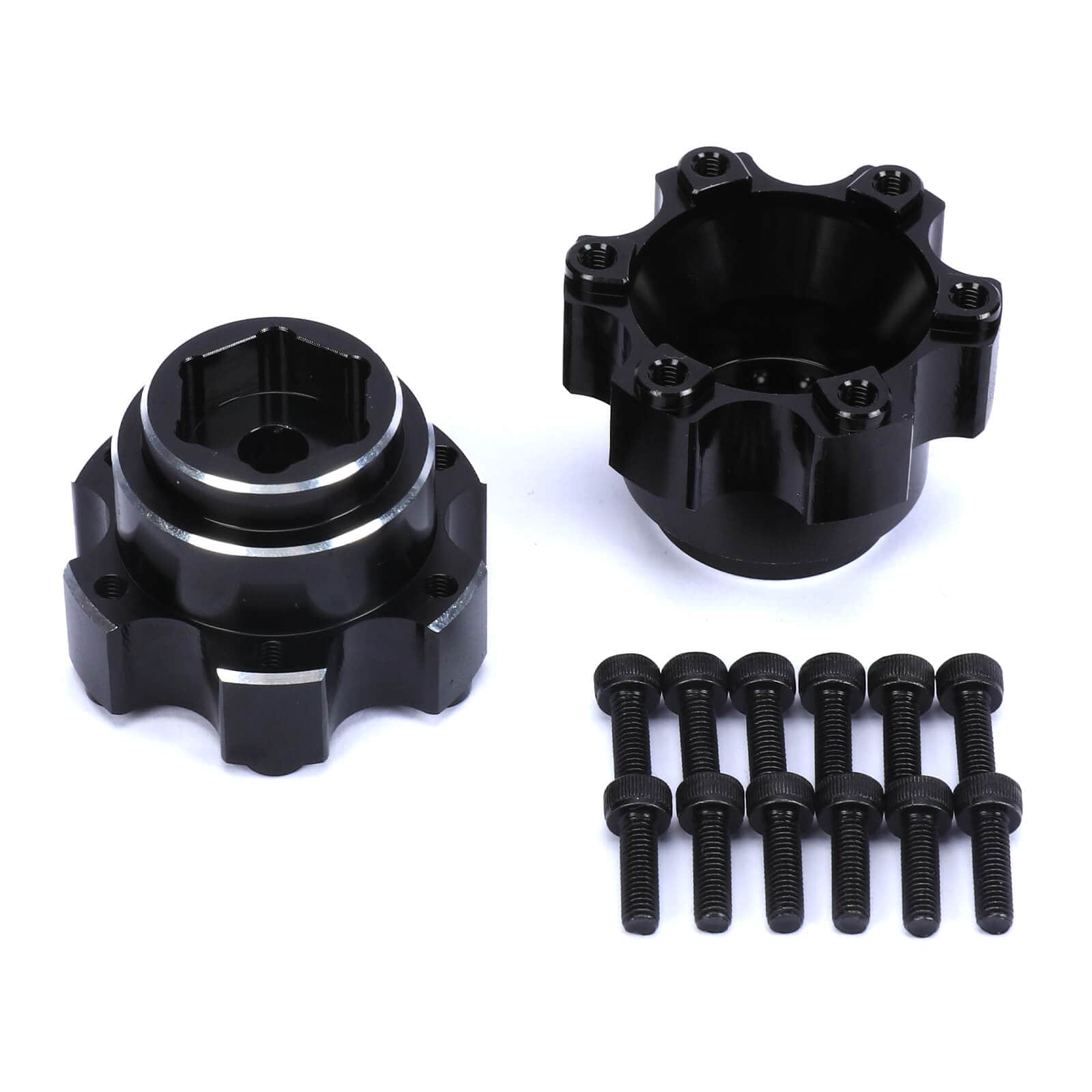 RCAWD UNIHEX UNIHEX 1/10 6x30 to 14mm Aluminum Hex Adapters for Pro-line 6x30 Removable Hex Wheels Black