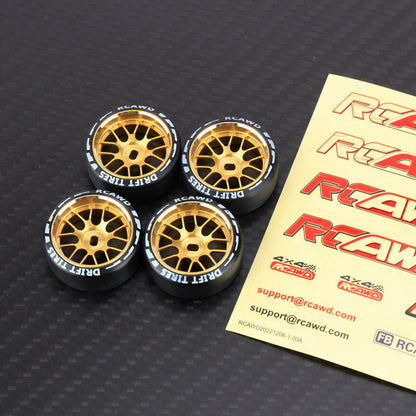 RCAWD WLTOYS K969 K989 P929 14 Spokes / Yellow RCAWD Drift Wheel Rims Tire Set for Kyosho WLTOYS 1/28 Upgrade Parts