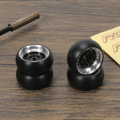 RCAWD WLTOYS K969 K989 P929 Black RCAWD RC Drift Wheel Tires for 1/28 Wltoys K969 K989 P929, Kyosho Mini-Z mini-Q Mini-D Alloy Dirft Rim Wheel Upgrade Parts 25*11 mm Pentagram Drift Wheel Tires