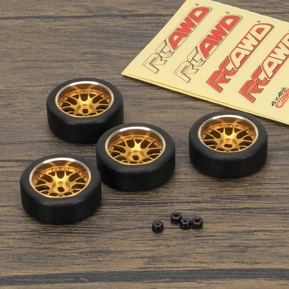 RCAWD WLTOYS K969 K989 P929 Golden RCAWD 29*11mm RC Alloy Dirft Rim Wheel Drift Tires for 1/28 Wltoys K969 K989 P929, kyosho mini-Z mini-Q mini-D