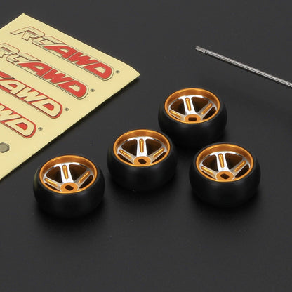 RCAWD WLTOYS K969 K989 P929 Golden RCAWD 4pcs 25*11mm RC Drift Wheel Tires for 1/28 Wltoys K969 K989 P929, kyosho mini-Z mini-Q mini-D