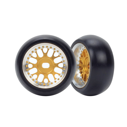 Tuwiwol 4 Stück 27mm Drift Reifen Reifen Metall Felge Für 1/28 Wltoys K969 K979 K989 Metall Upgrade Zwei Breite Zwei Schmale Drift, Gold