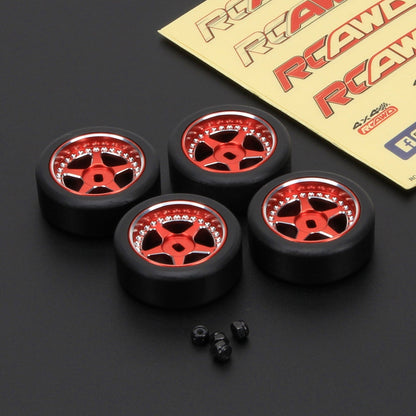 RCAWD WLTOYS K969 K989 P929 Red / Extra Large 29mm Pentagram Style RCAWD 4pcs 29*11mm RC Drift Wheel Tires for 1/28 Wltoys K969 K989 P929, kyosho mini-Z mini-Q mini-D