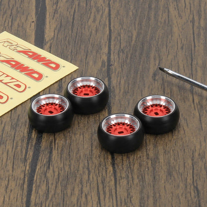 RCAWD WLTOYS K969 K989 P929 Red RCAWD RC Drift Wheel Tires for 1/28 Wltoys K969 K989 P929, Kyosho Mini-Z mini-Q Mini-D Alloy Dirft Rim Wheel Upgrade Parts 25*11 mm Pentagram Drift Wheel Tires