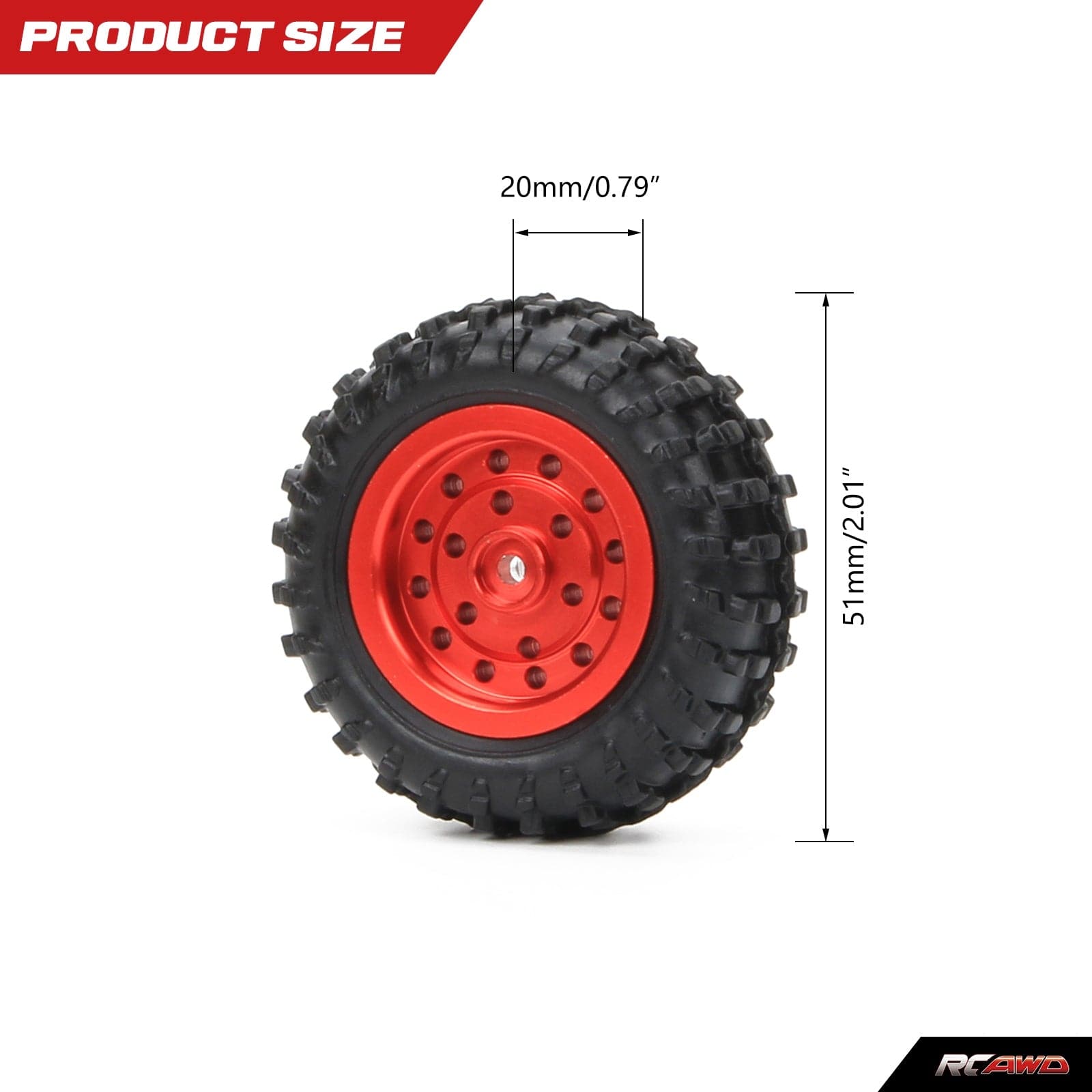 RCAWD WPL D12 18-holes Style RCAWD 50mm Alloy Wheel Rubber Tire for RC WPL D12 Drift Truck