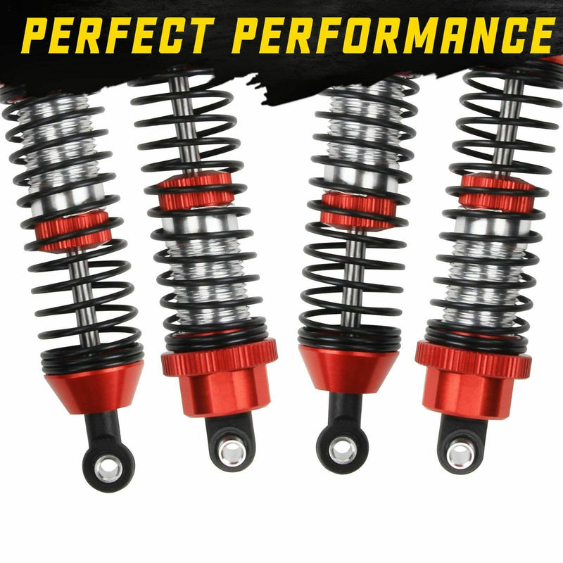 RCAWD ARRMA UPGRADE PARTS RCAWD Front & Rear Shocks For 1/10 Redcat Racing Blackout SC XBE XTE PRO 4pcs Red