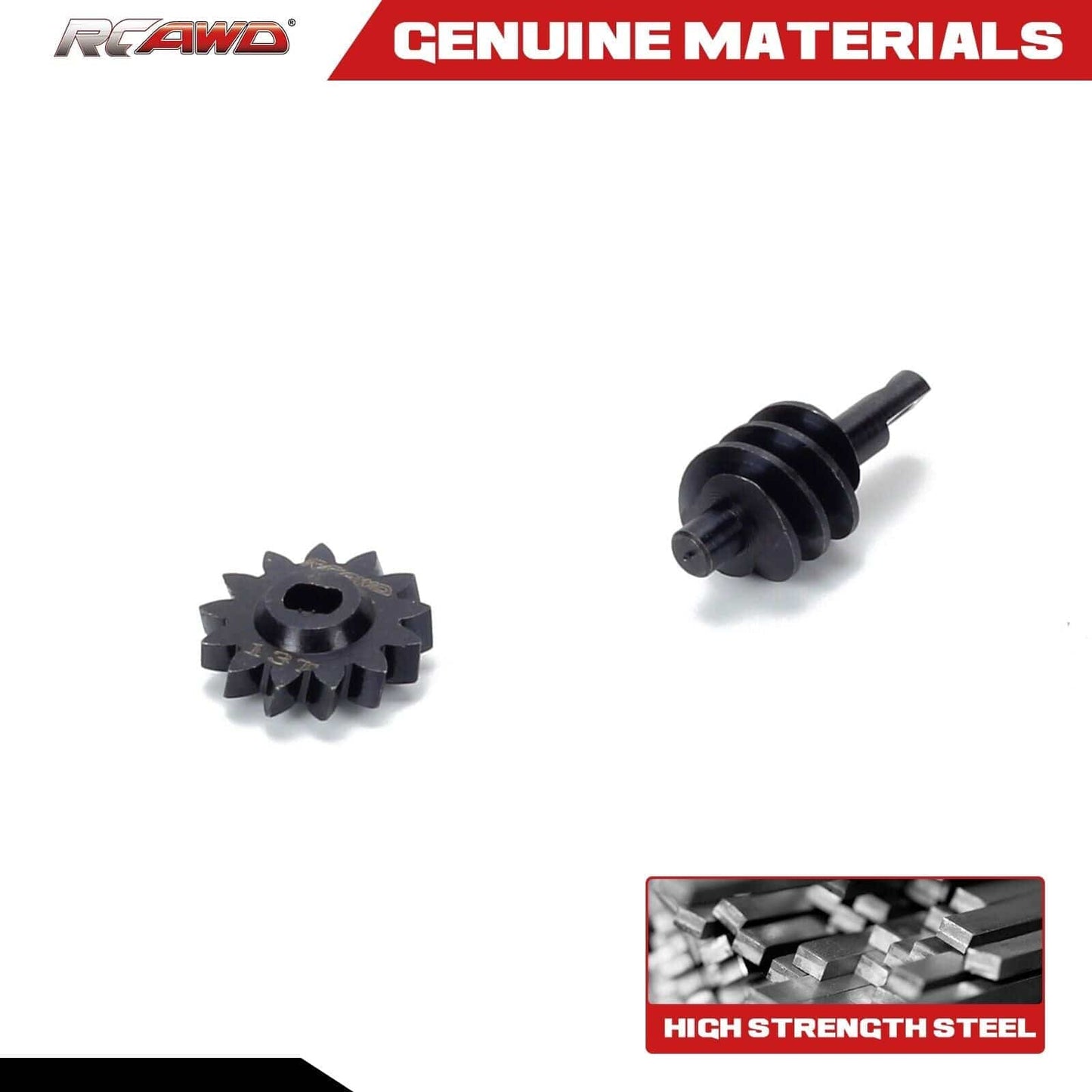 RCAWD Axial SCX24 13T Steel Front Rear Worm Gears Set -- RCAWD
