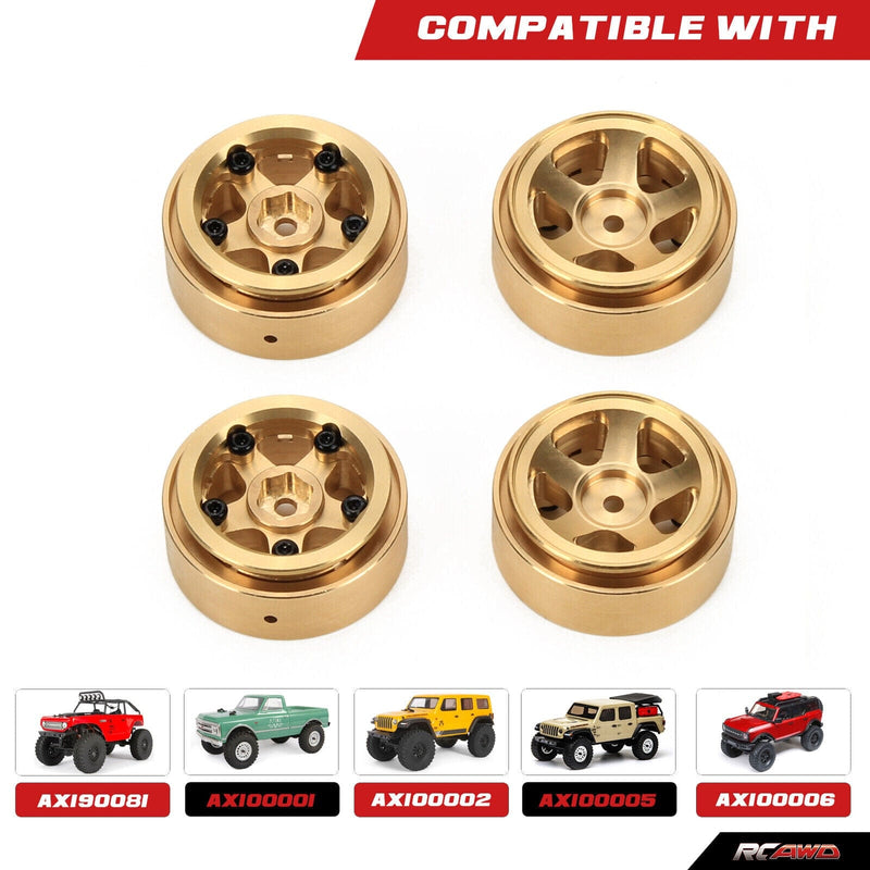 RCAWD Axial SCX24 brass 1.0 inch wheel glue free weights -- RCAWD