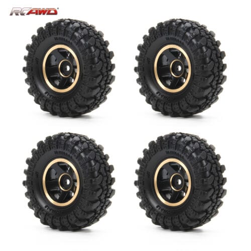RCAWD Axial SCX24 Brass Weighted 1.0 Tires Beadlock Wheel Rims - - RCAWD