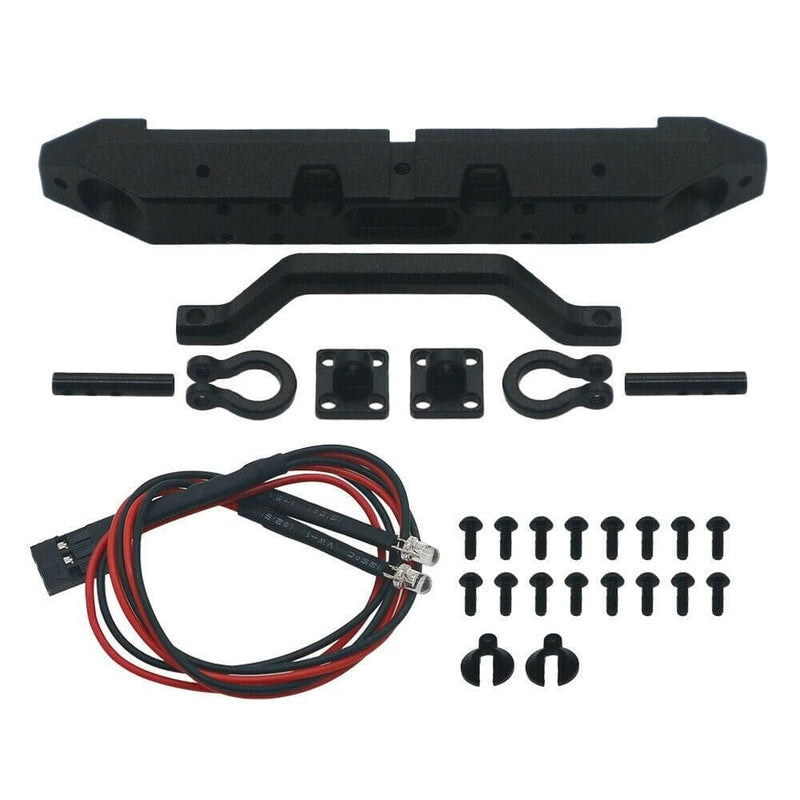 RCAWD AXIAL UPGRADE PARTS BLACK RCAWD alloy front bumper and light set for Axial 1/24 SCX24 crawler