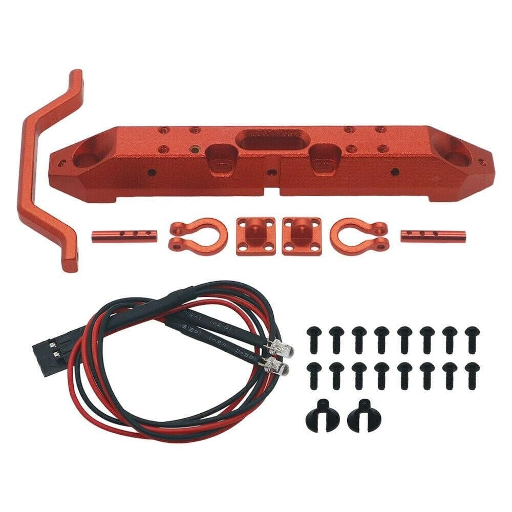 RCAWD AXIAL UPGRADE PARTS RED RCAWD alloy front bumper and light set for Axial 1/24 SCX24 crawler