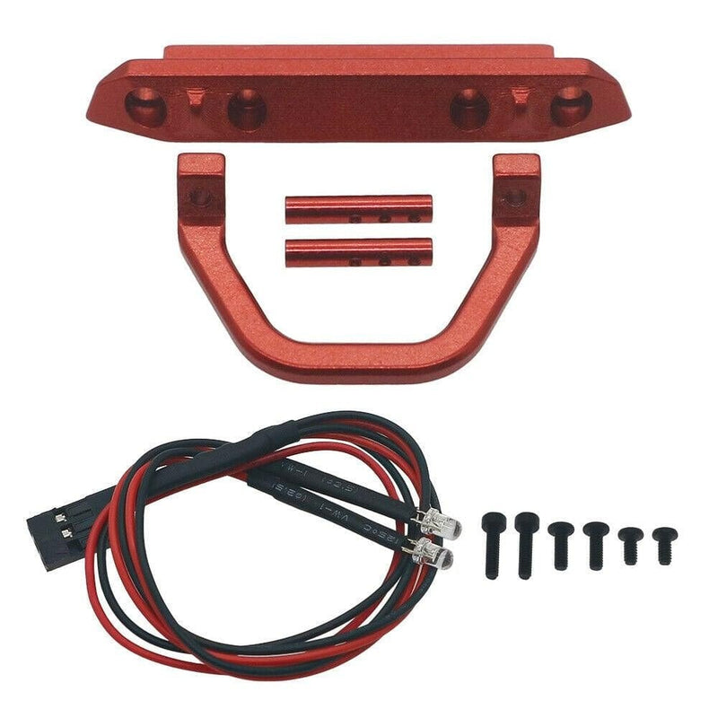 RCAWD AXIAL UPGRADE PARTS RED RCAWD alloy front bumper With car light set for Axial 1/24 SCX24 crawler