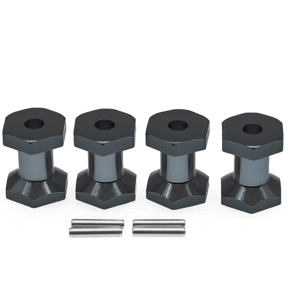 RCAWD Black RCAWD Aluminum 12mm wheel hex hub adapter with pin 2x10mm for RGT 136100 FTX5586 outback 4pcs