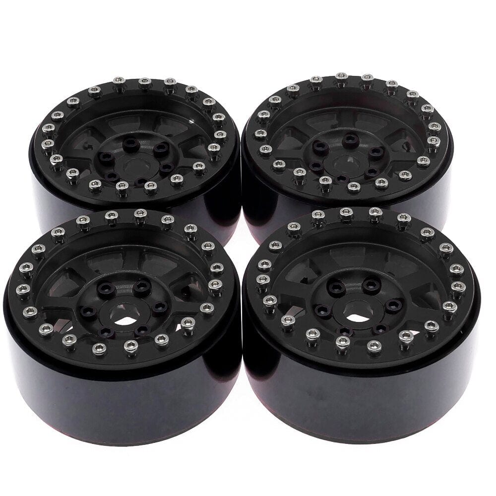 RCAWD Black RCAWD Aluminum beadlock 1.9 wheels for ECX 1/12 Barrage 1/18 Temper 1/10 RGT 136100 and FTX Outback crawler 4pcs