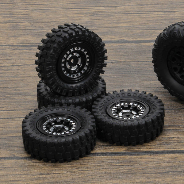 RCAWD Black RCAWD C3054 FMS FCX24 Upgrades full alloy beadlock glue-free 1.3”wheel tire(OD: 60mm ID: 25mm Width: 20mm) w/brass weights