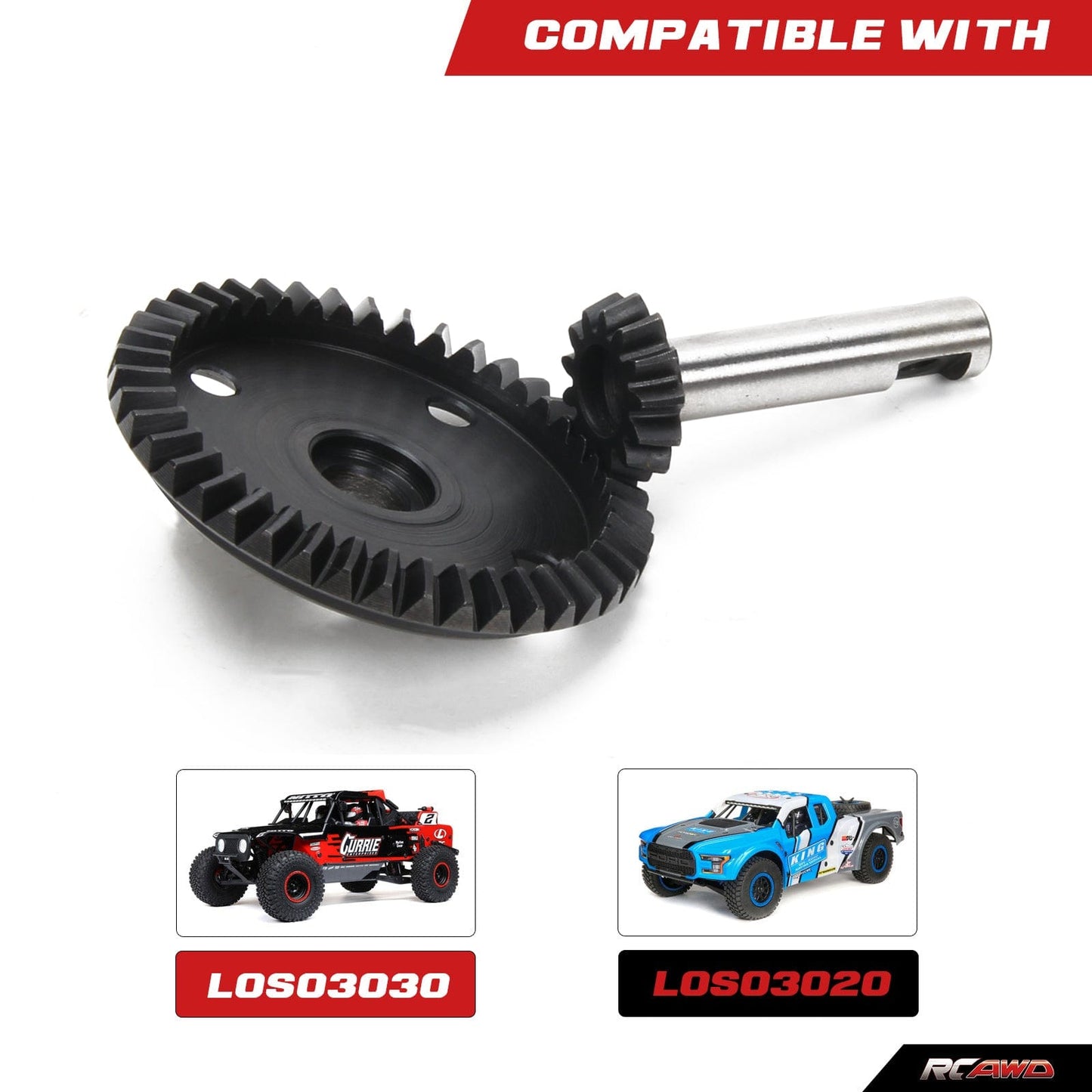 RCAWD Black Super heavy duty 40crmo F/R 13T Differential Pinion gear diff gear and Diff Ring Gear 43T for 1-8 Losi LMT RC car Upgrded part