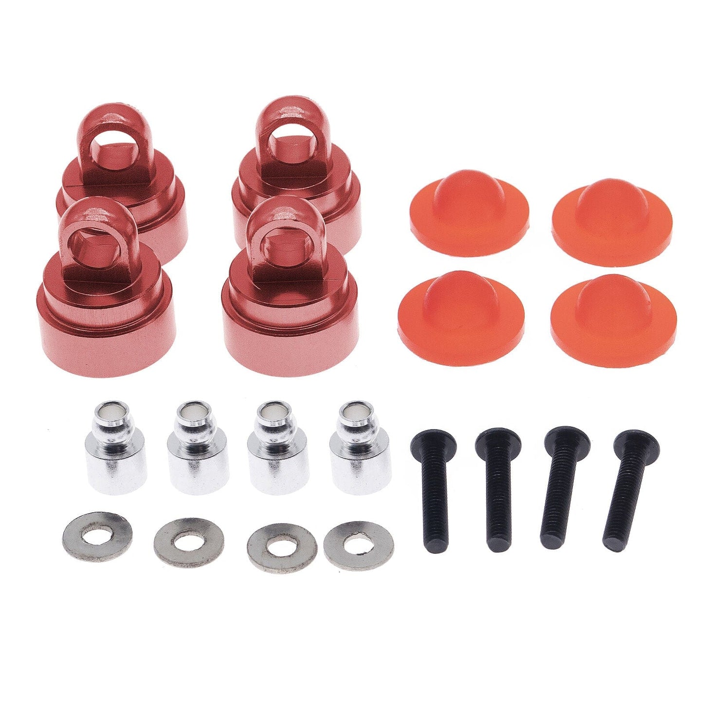 RCAWD ECX UPGRADE PARTS Shock cap,piston,pivot ball RCAWD Aluminum CNC DIY Upgrade Hop-up parts For 1-10 ECX 2WD Series Ruckus AMP red
